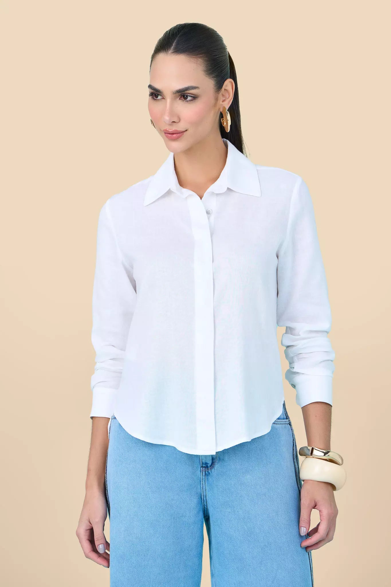 camisa viscose manga longa tradicional