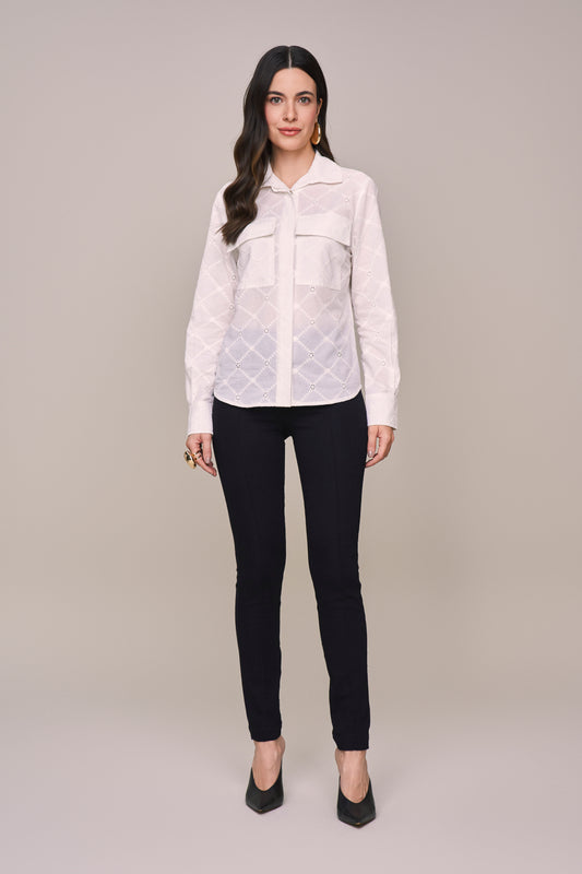 camisa laise manga longa com bolsos sobrepostos