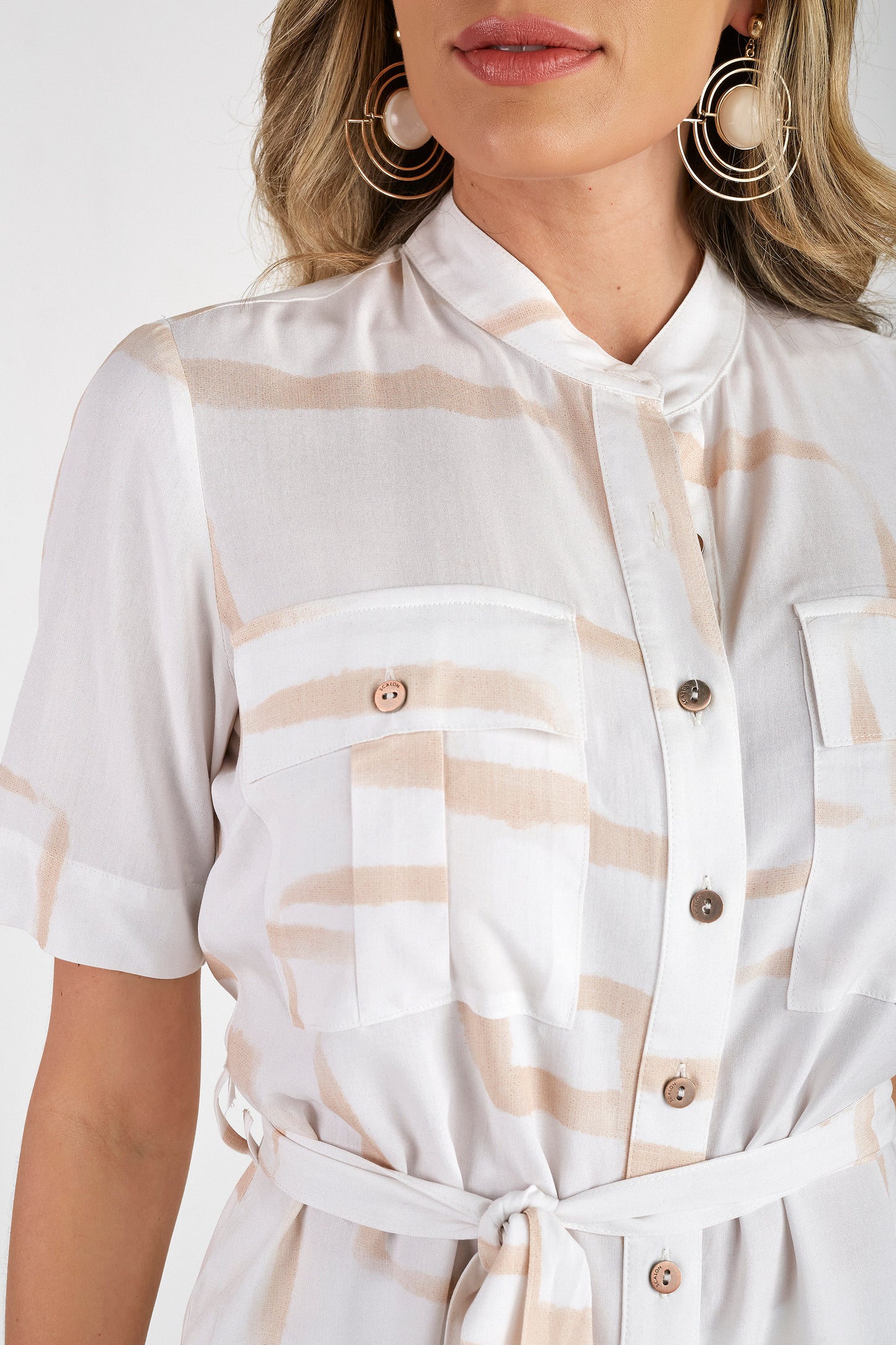 camisa viscose manga curta estampada