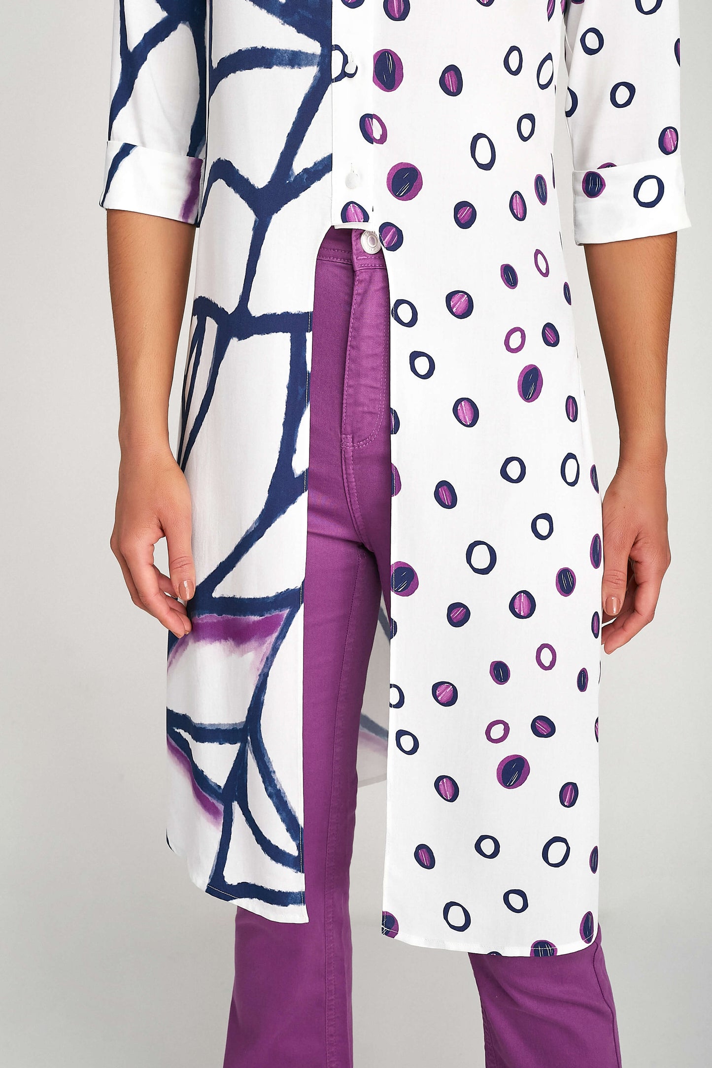 camisa viscose manga 3/4 estampada