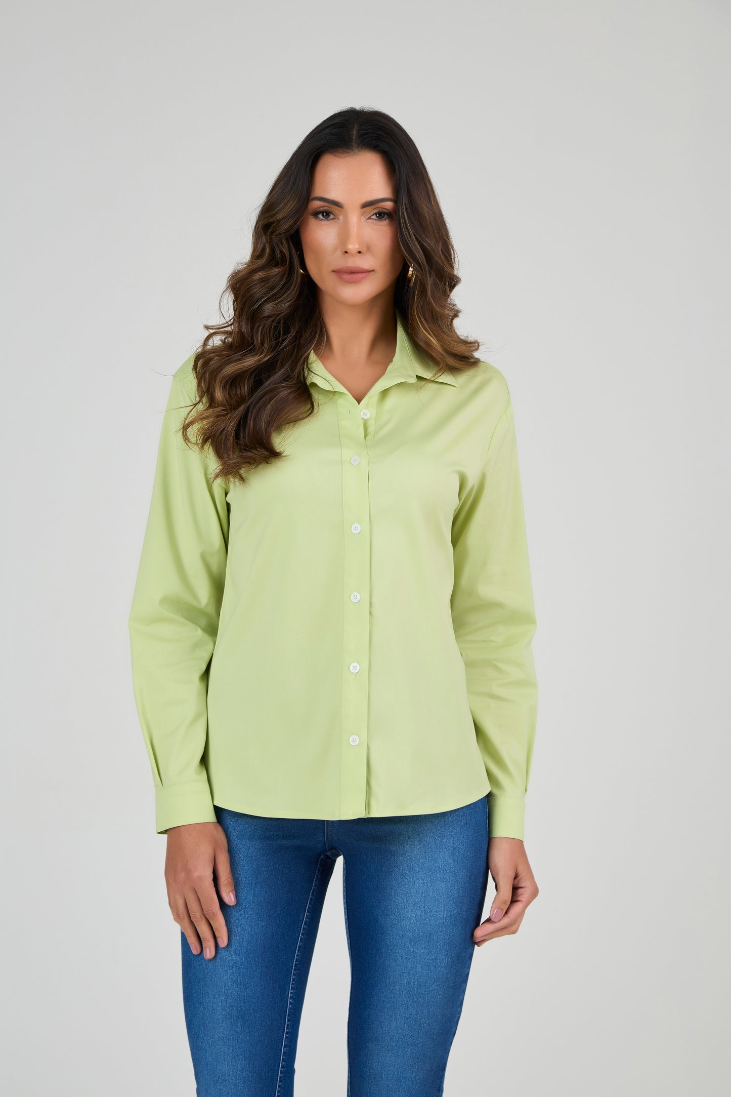 camisa tricoline manga longa color