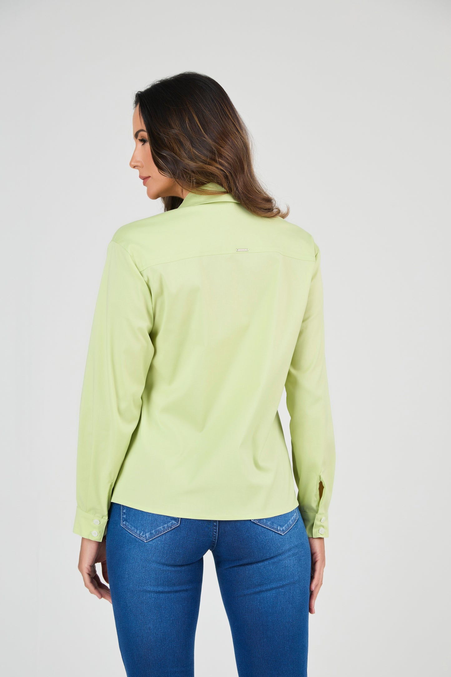 camisa tricoline manga longa color