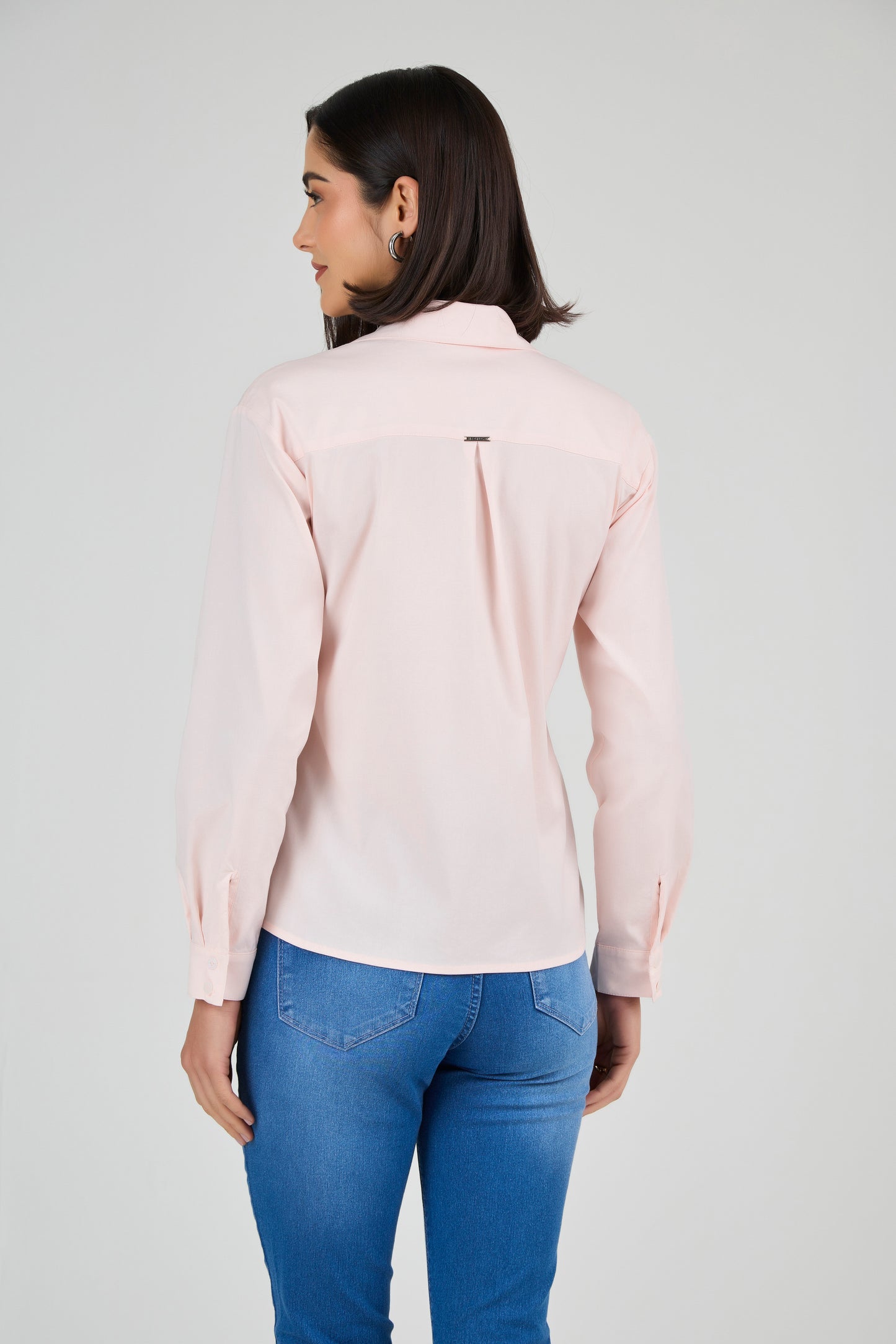 camisa tricoline manga longa com bordado