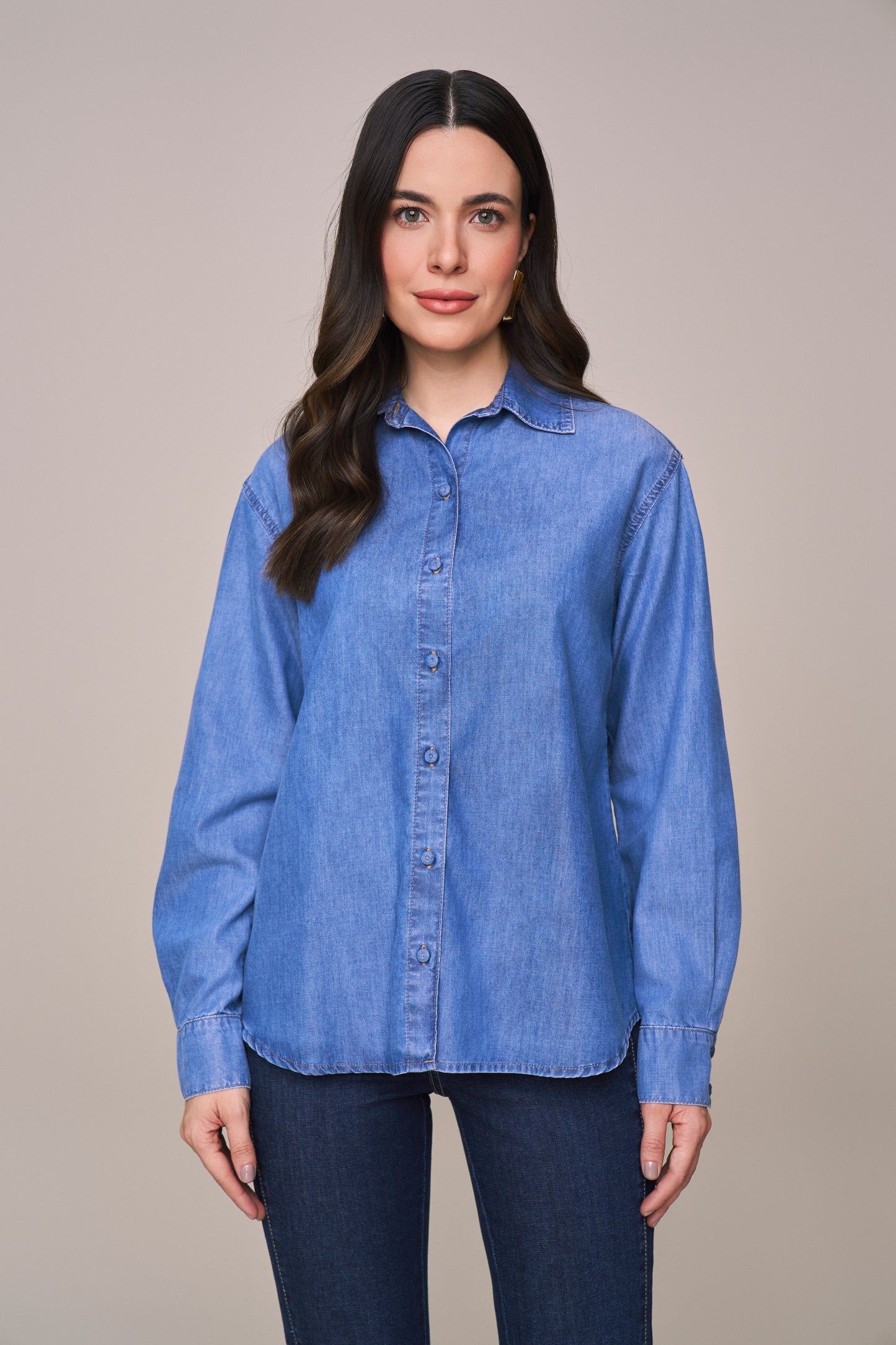 camisa jeans manga longa tradicional