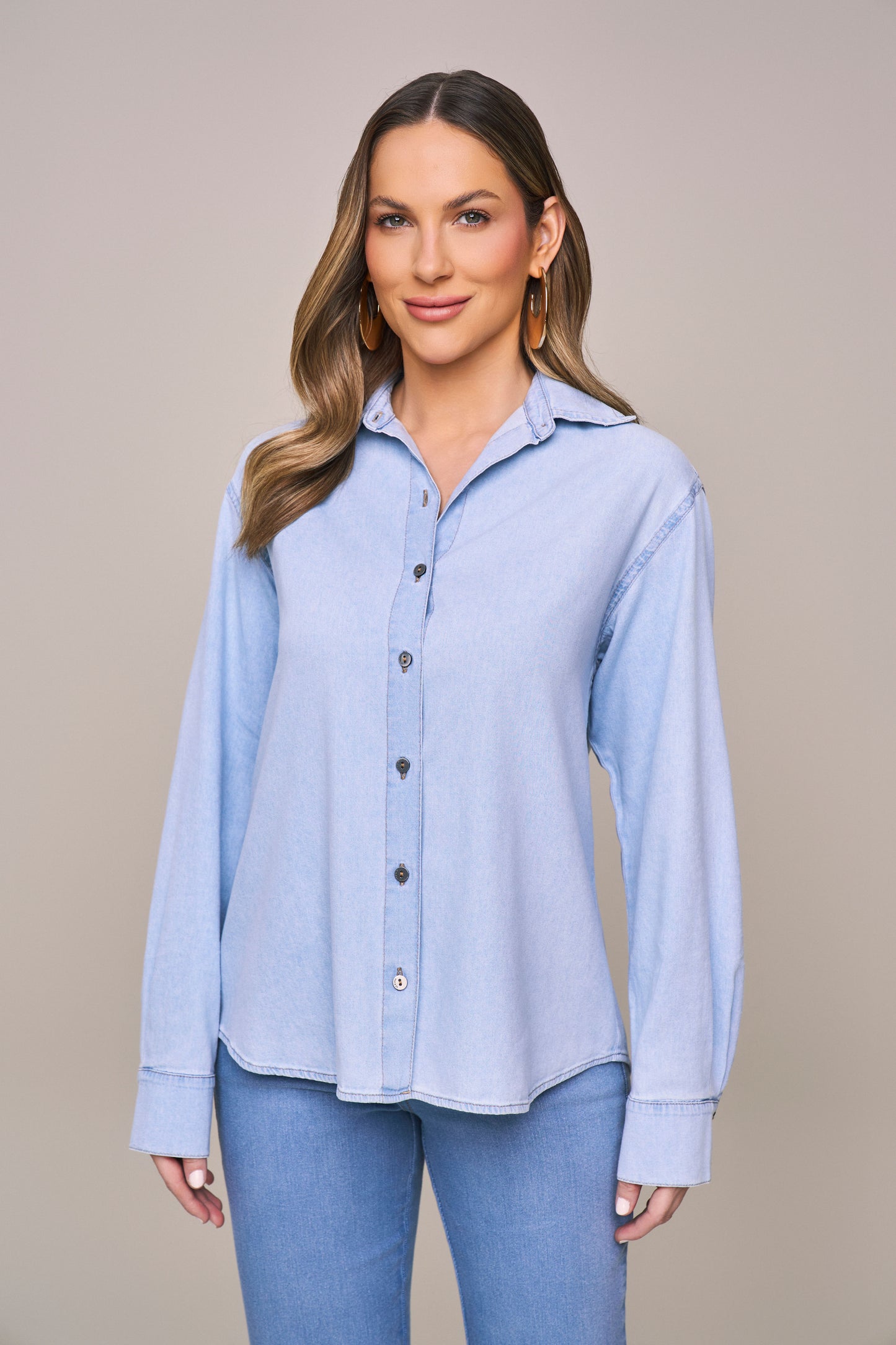 camisa jeans manga longa tradicional