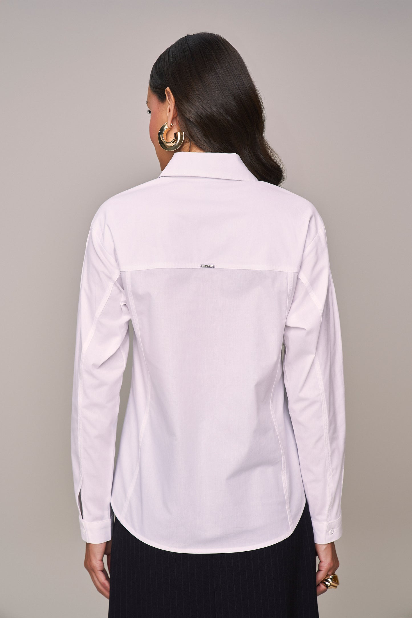 camisa tricoline manga longa com pregas