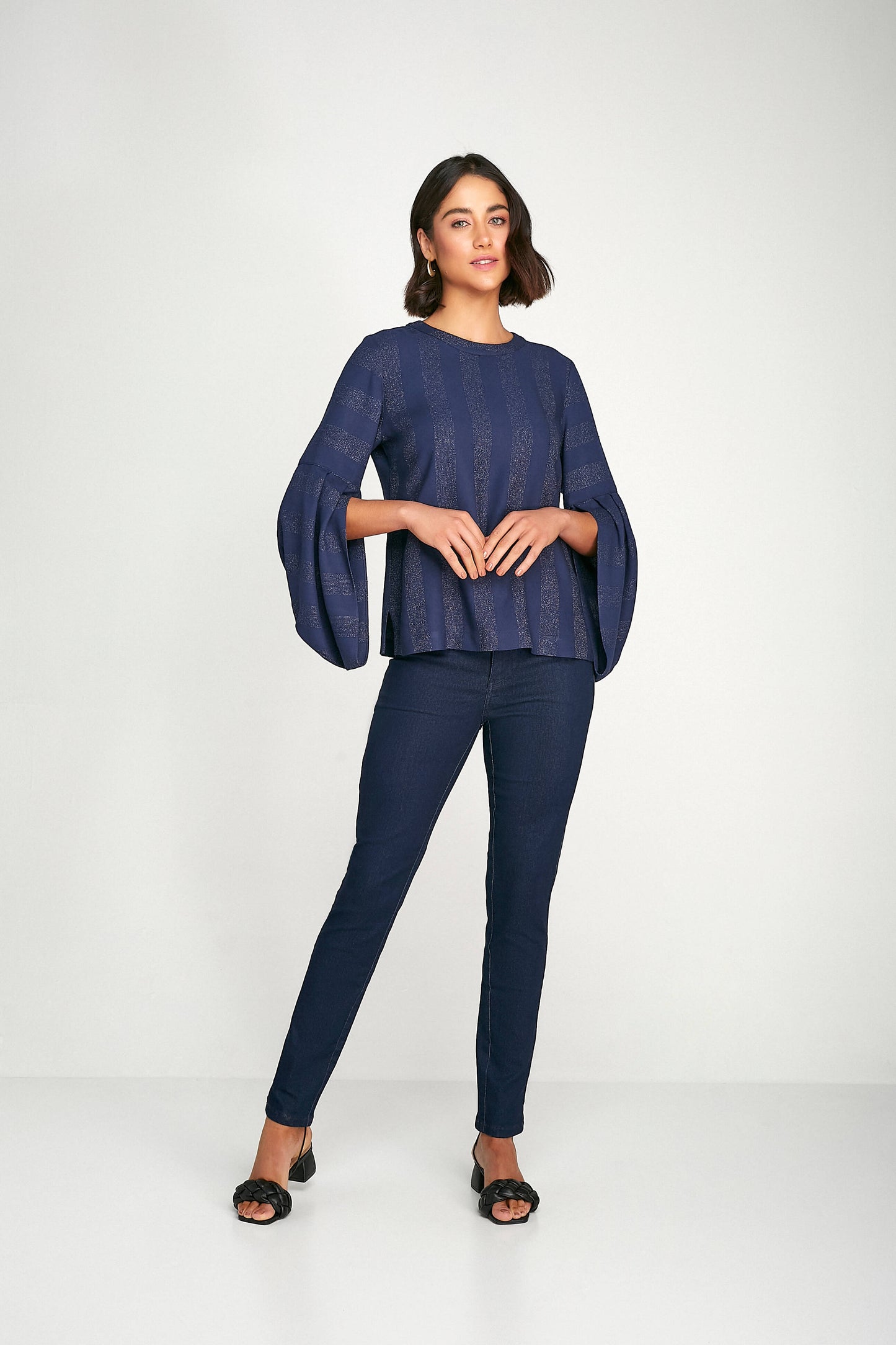 blusa viscose manga longa transpassada