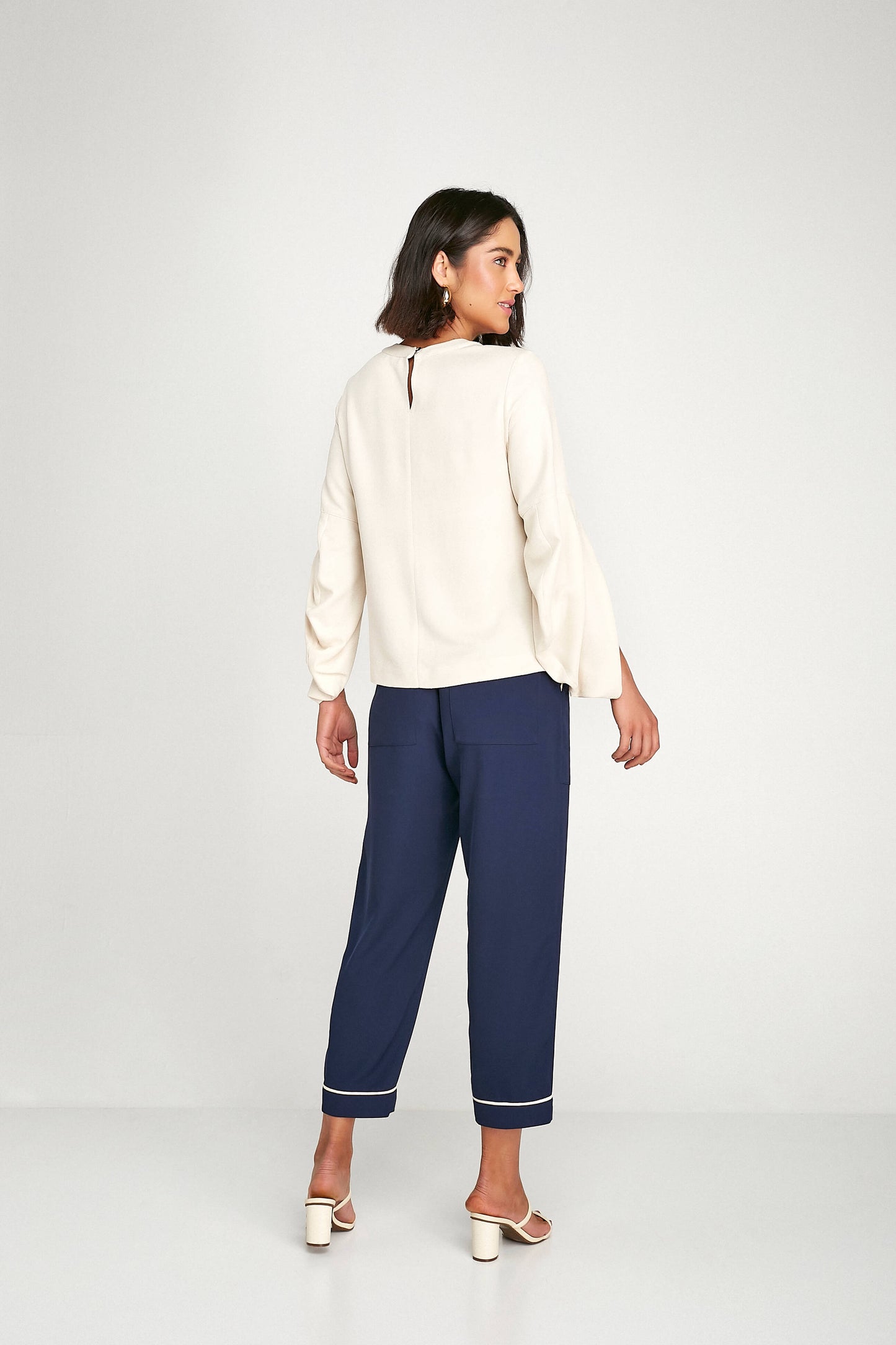 blusa viscose manga longa transpassada