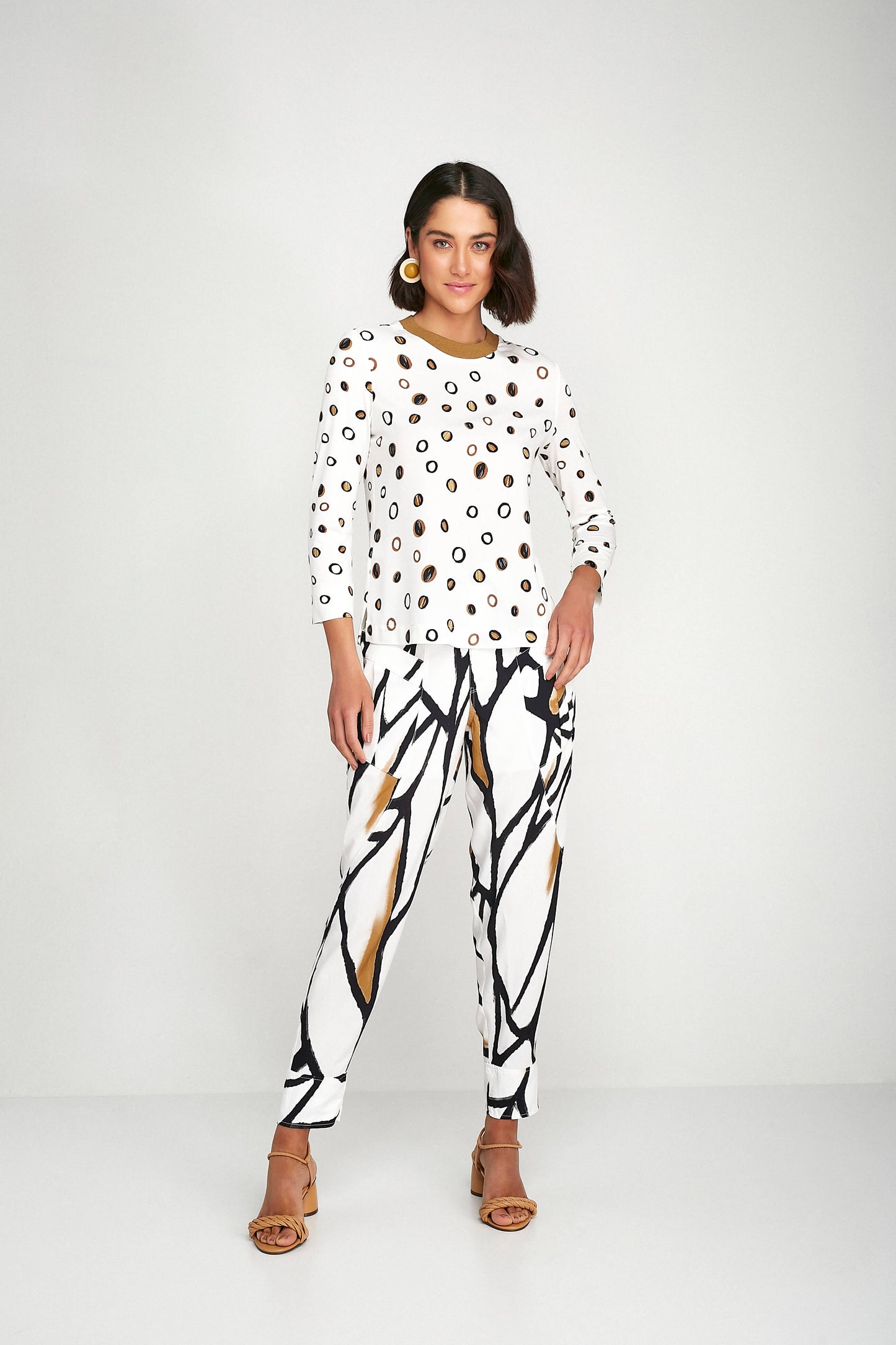 blusa malha manga 7/8 com tricot
