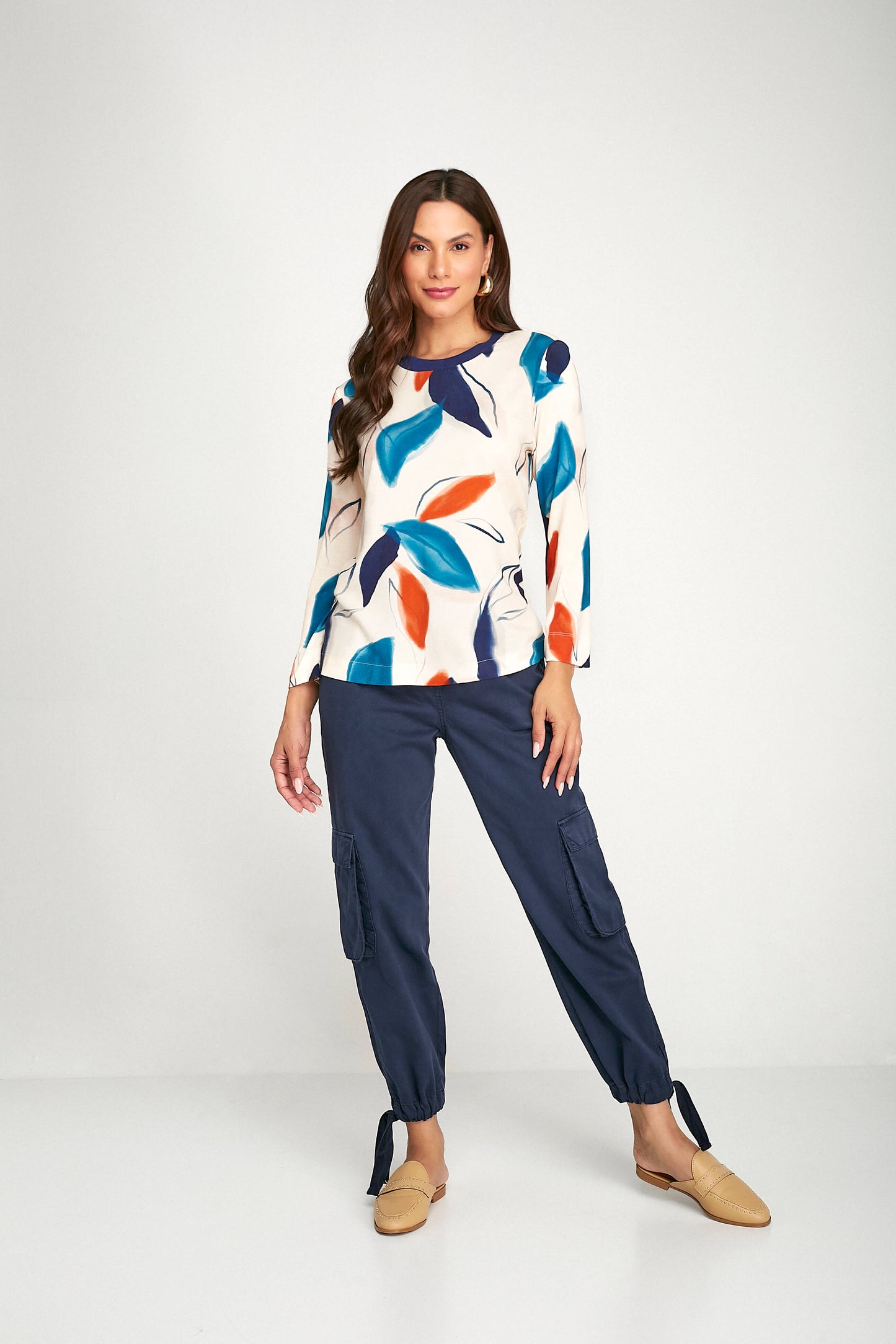 blusa malha manga 7/8 com tricot