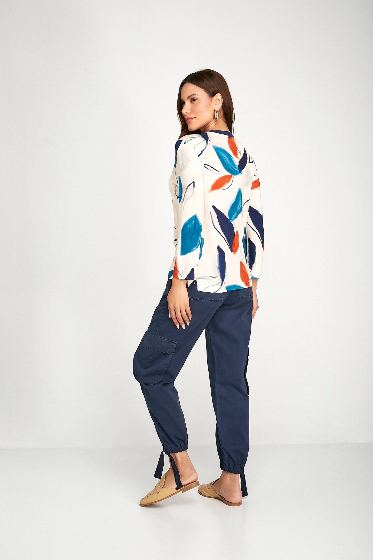 blusa malha manga 7/8 com tricot
