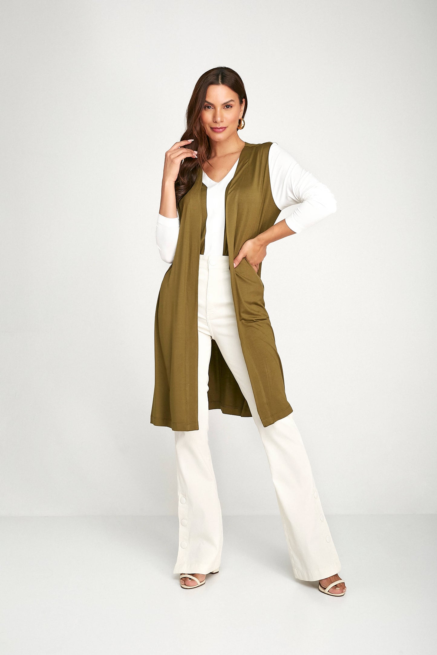 cardigan malha manga longa bicolor