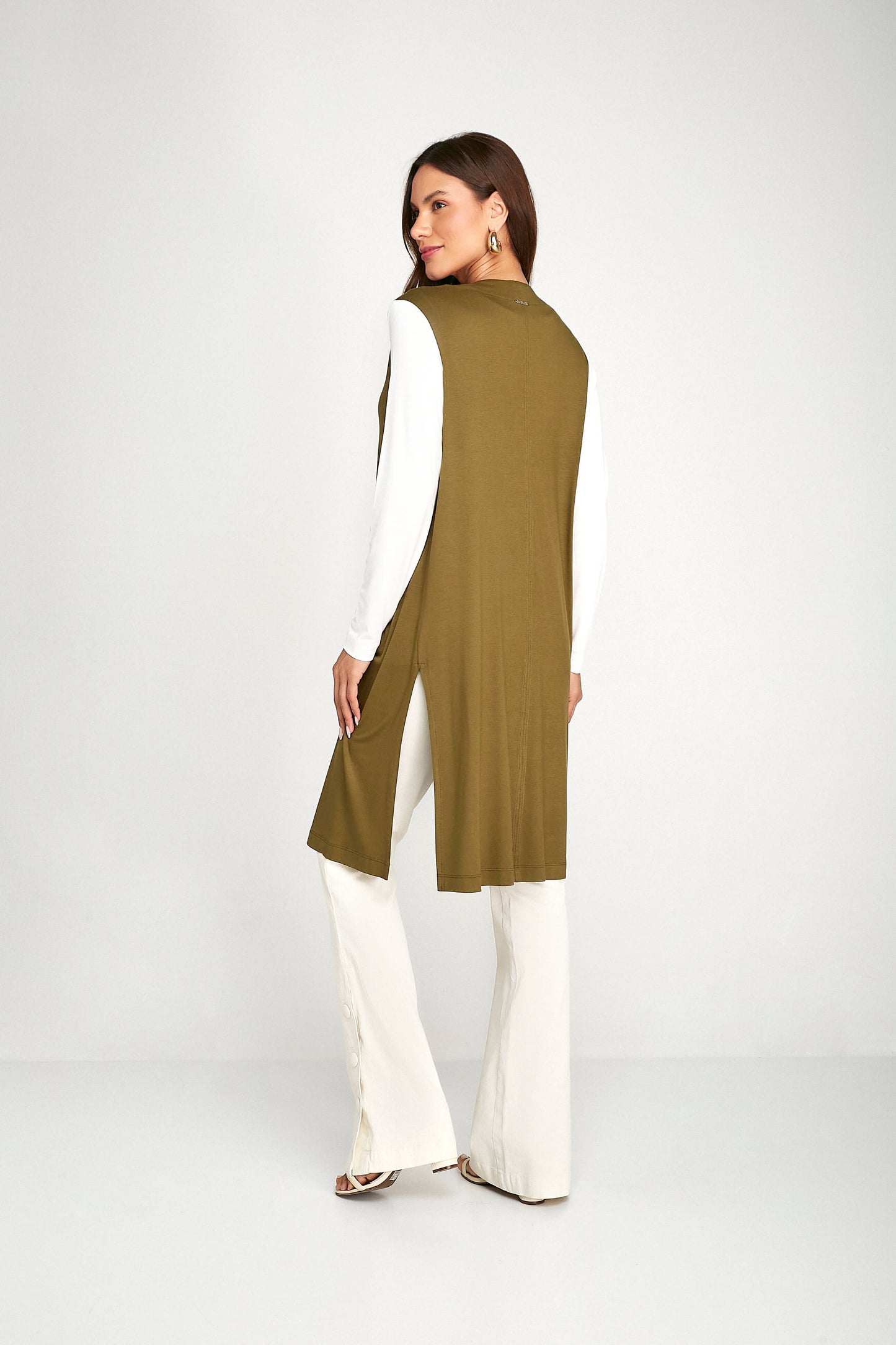 cardigan malha manga longa bicolor