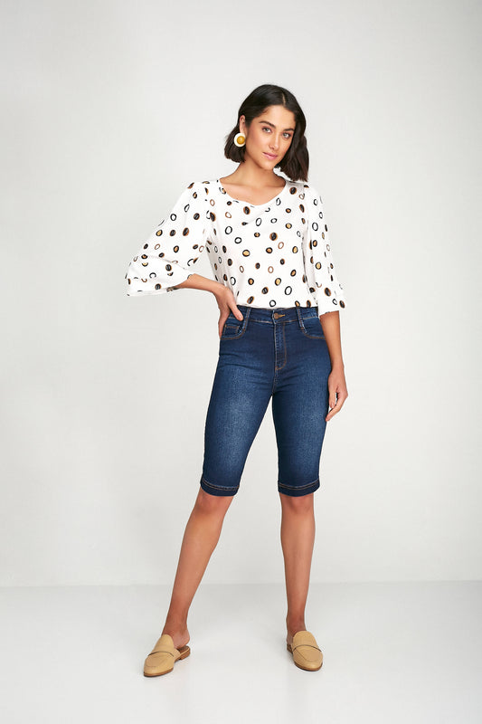 blusa viscose manga 3/4 estampada