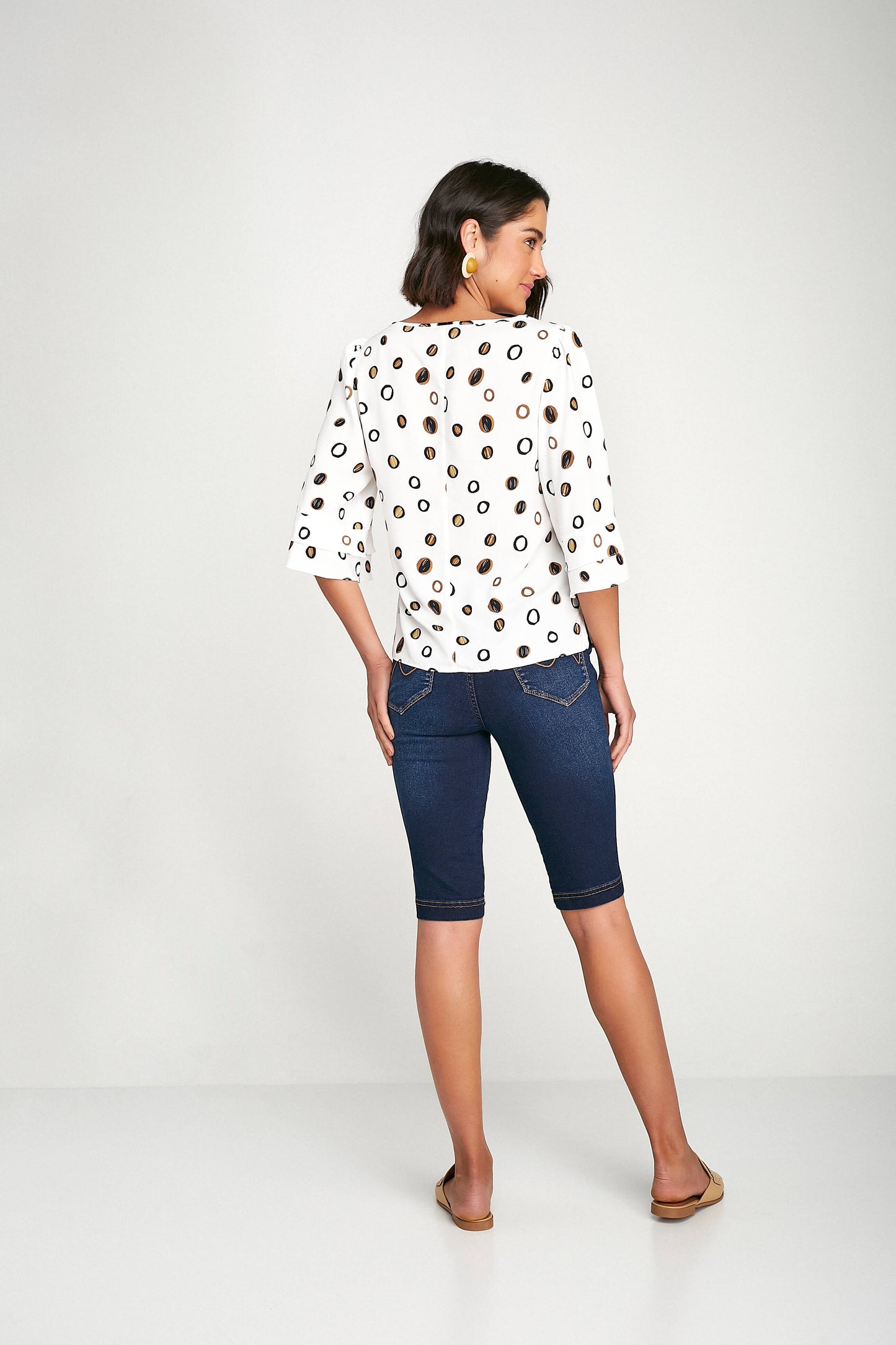 blusa viscose manga 3/4 estampada