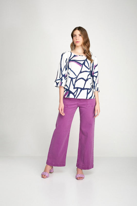 blusa viscose manga 3/4 estampada