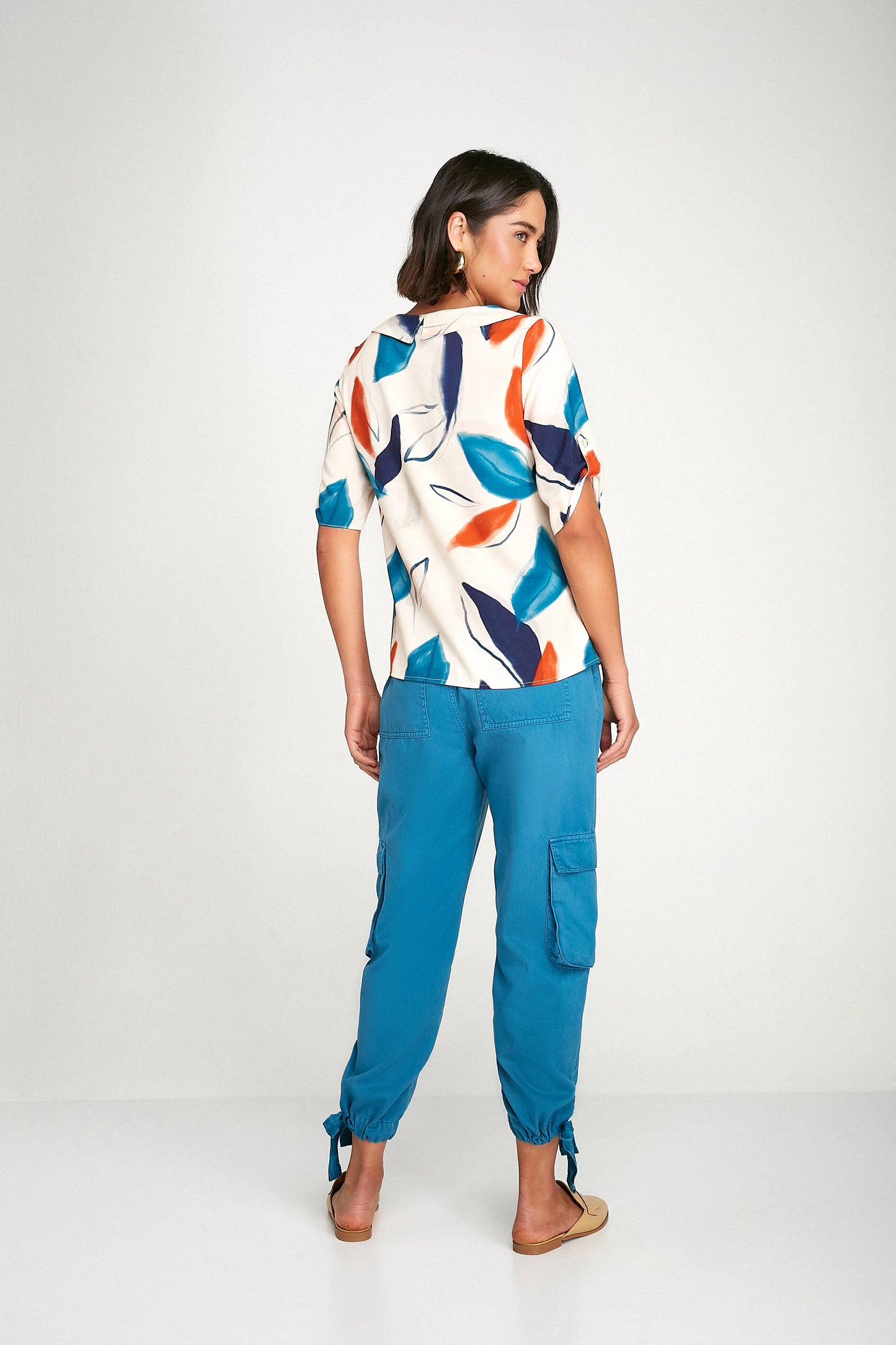 blusa viscose manga curta estampada