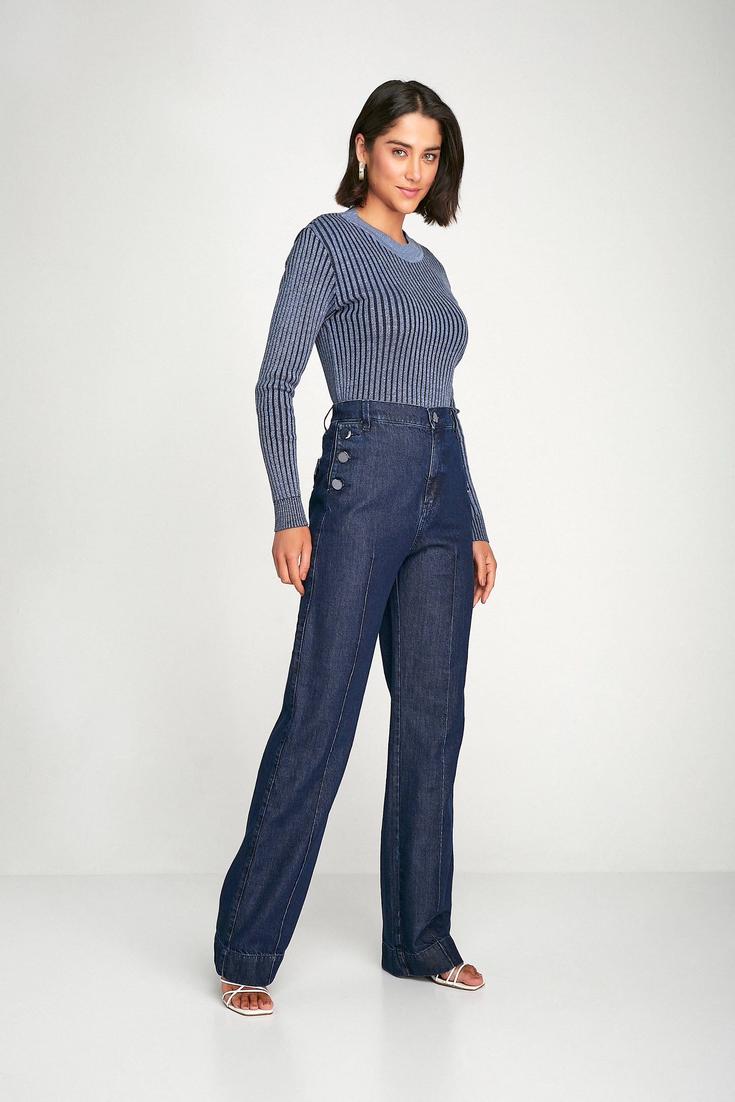 blusa tricot manga longa canelada