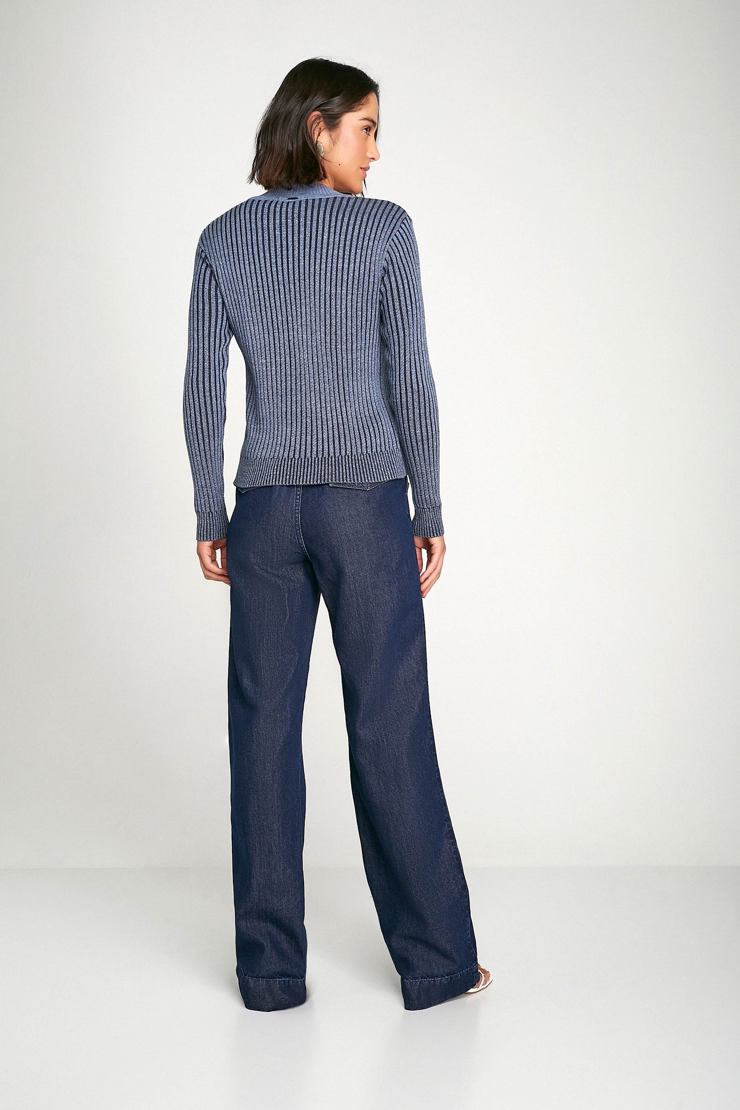 blusa tricot manga longa canelada