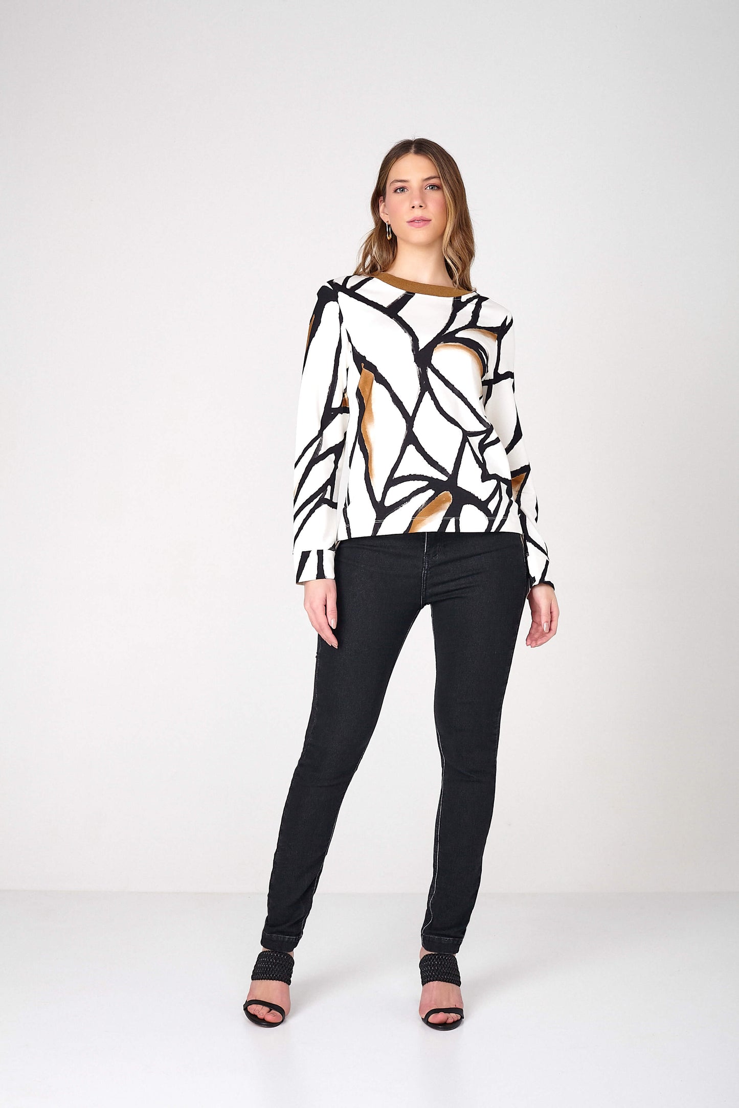 blusa malha manga longa moletom estampado