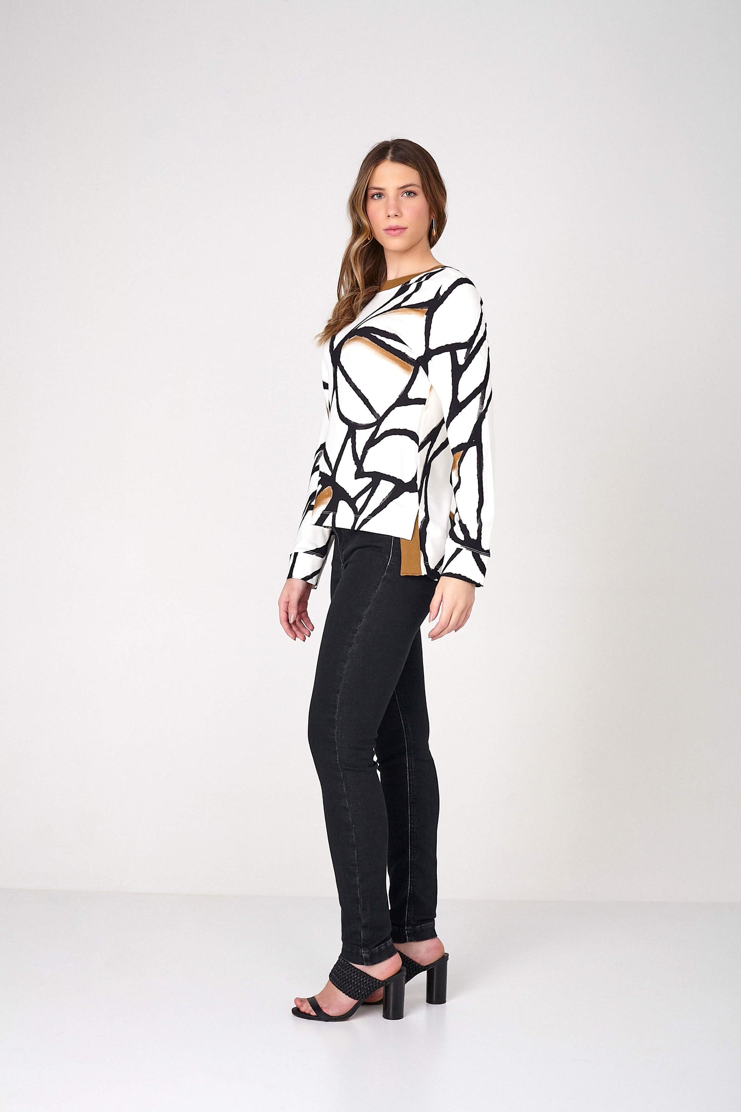 blusa malha manga longa moletom estampado