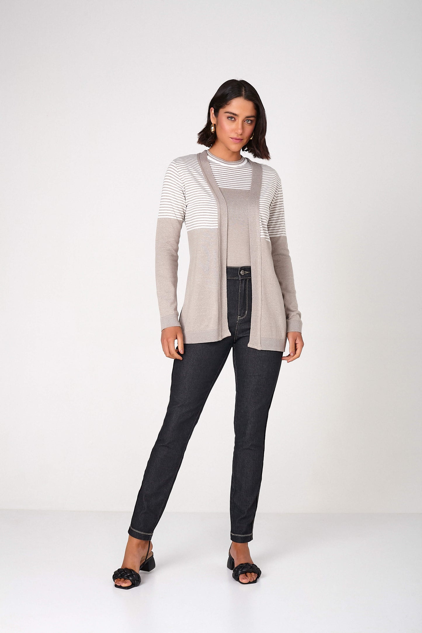 cardigan tricot manga longa  alongado