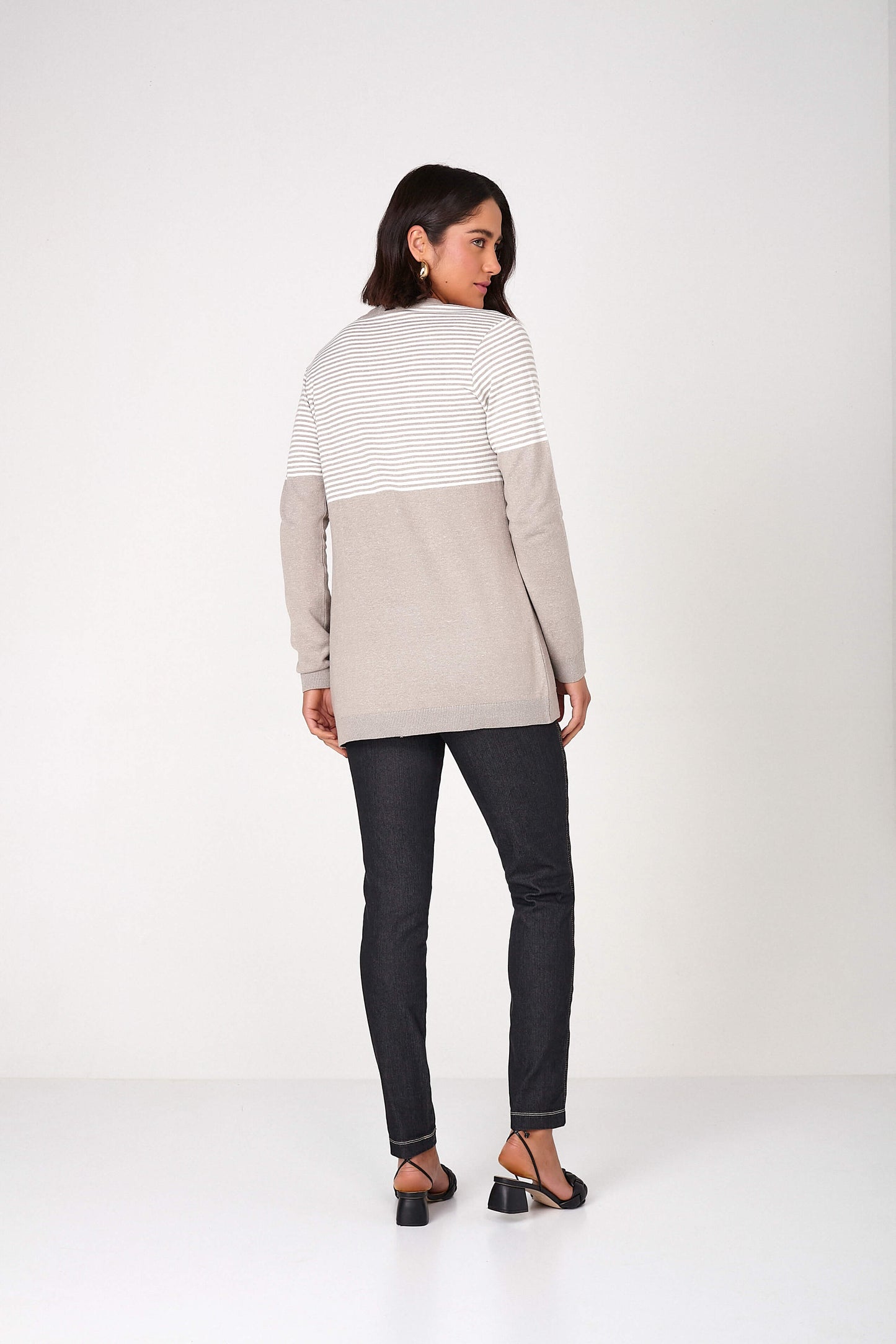 cardigan tricot manga longa  alongado
