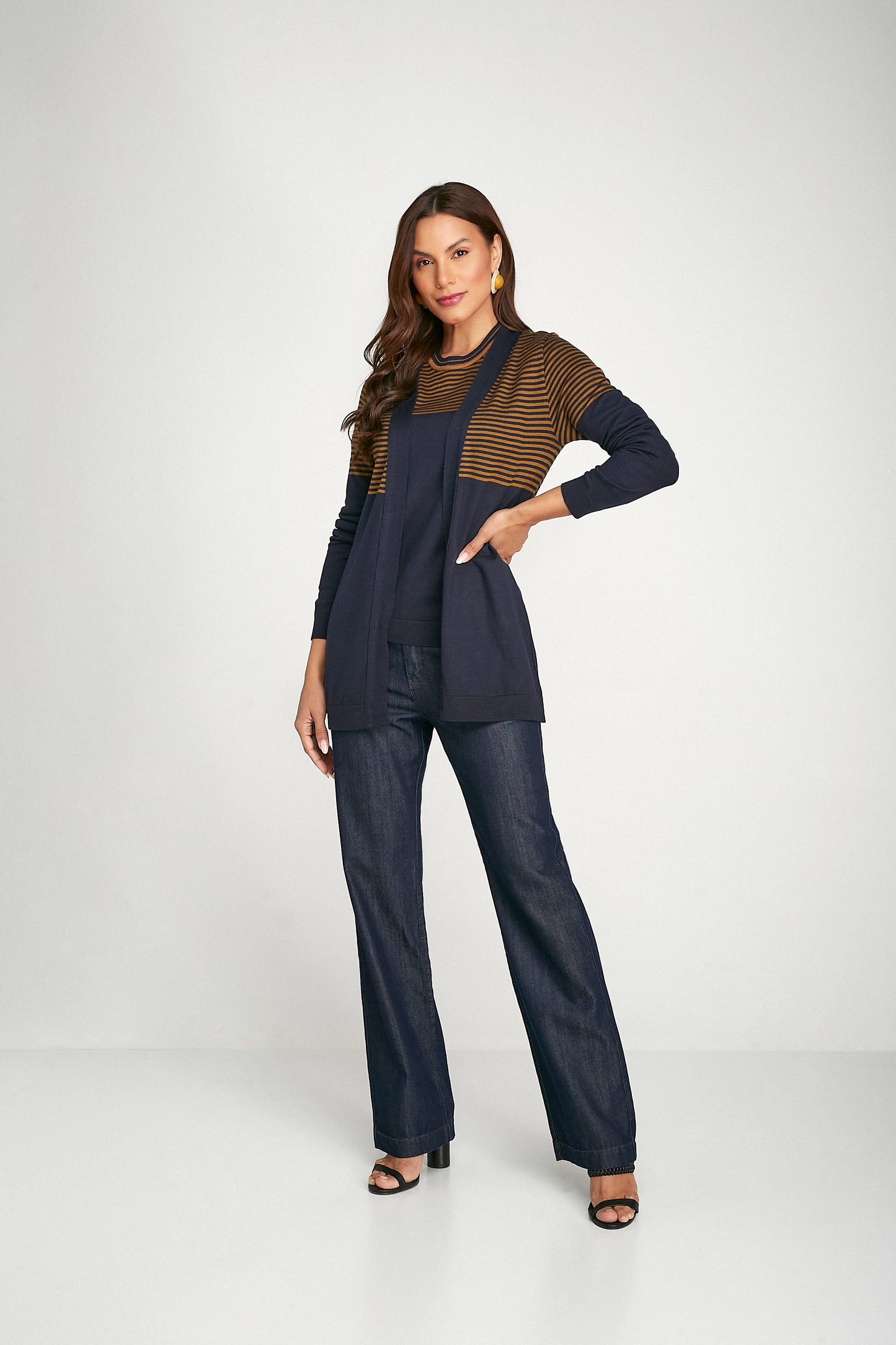 blusa de tricot manga longa gola canelada
