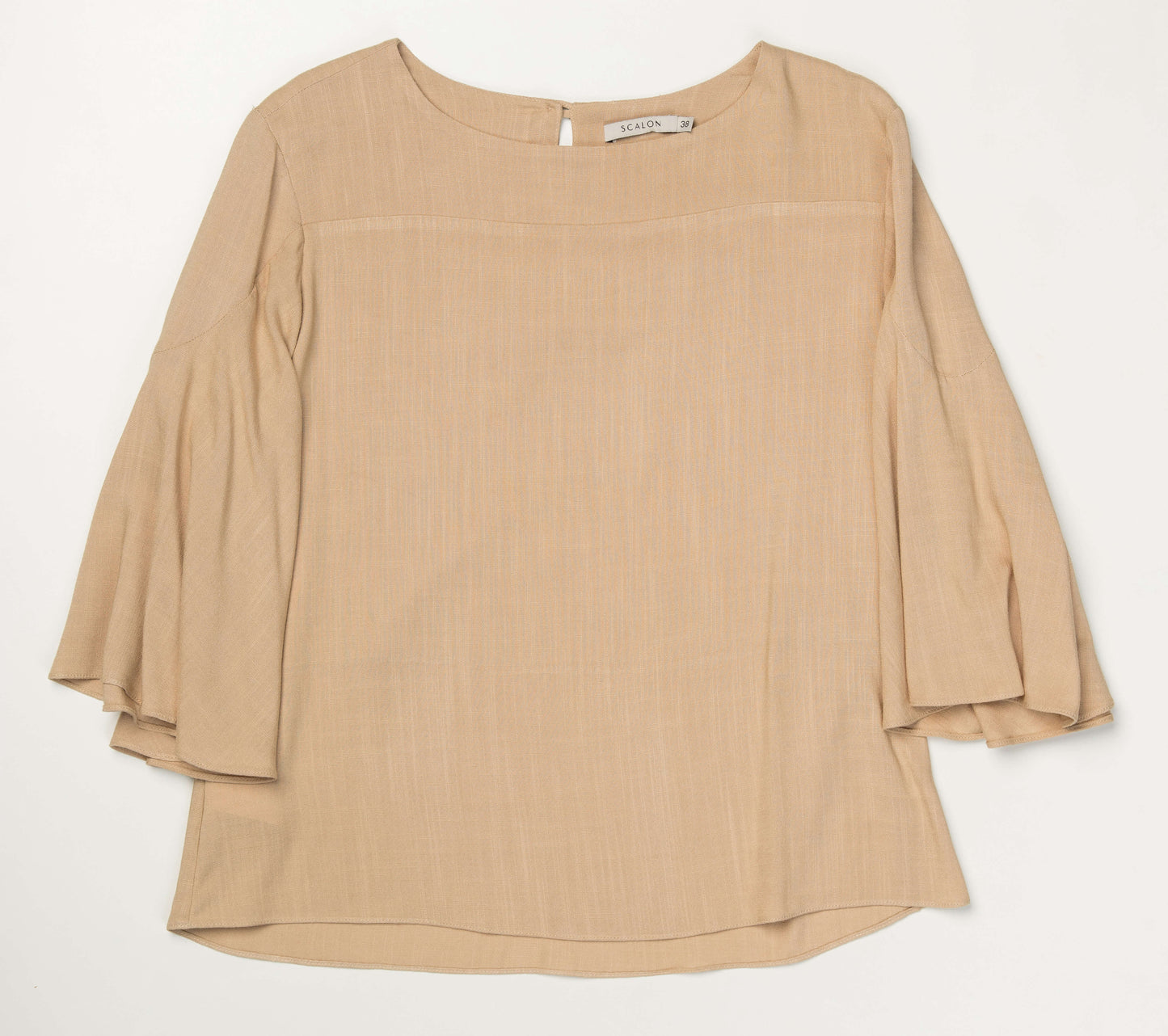 blusa viscose manga 3/4 com recorte