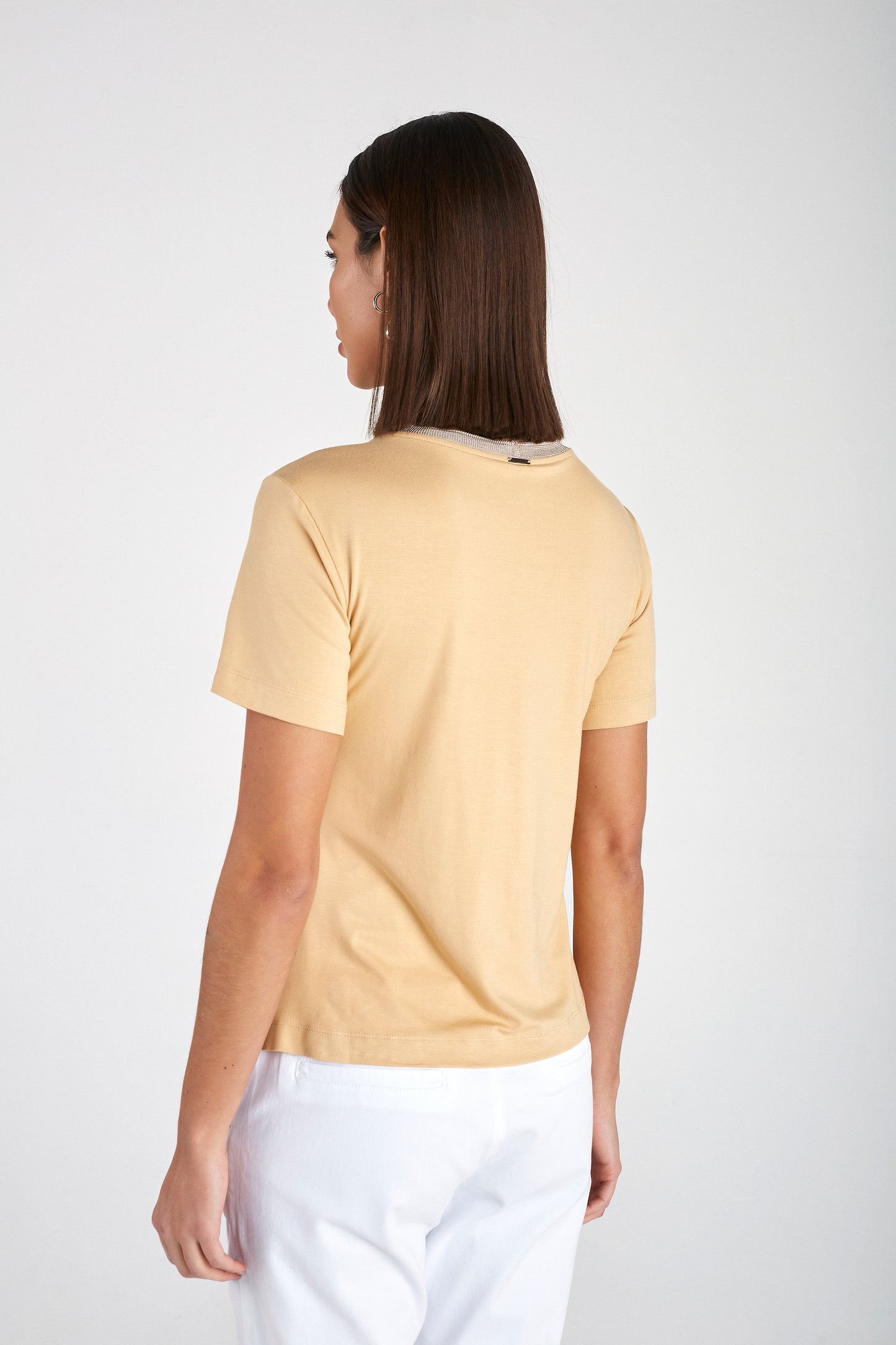 t-shirt malha manga curta com estampa