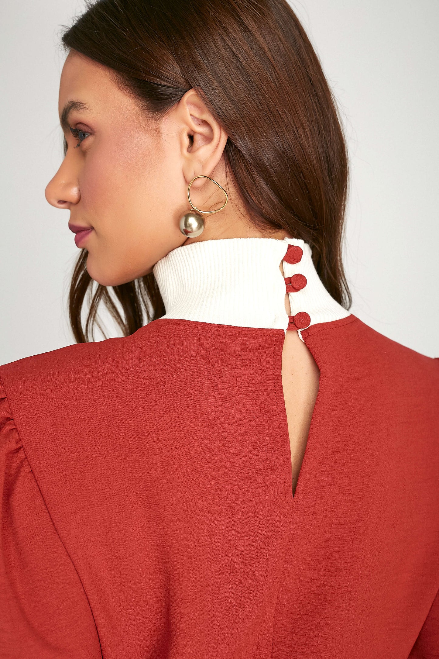 blusa crepe manga longa com tricot