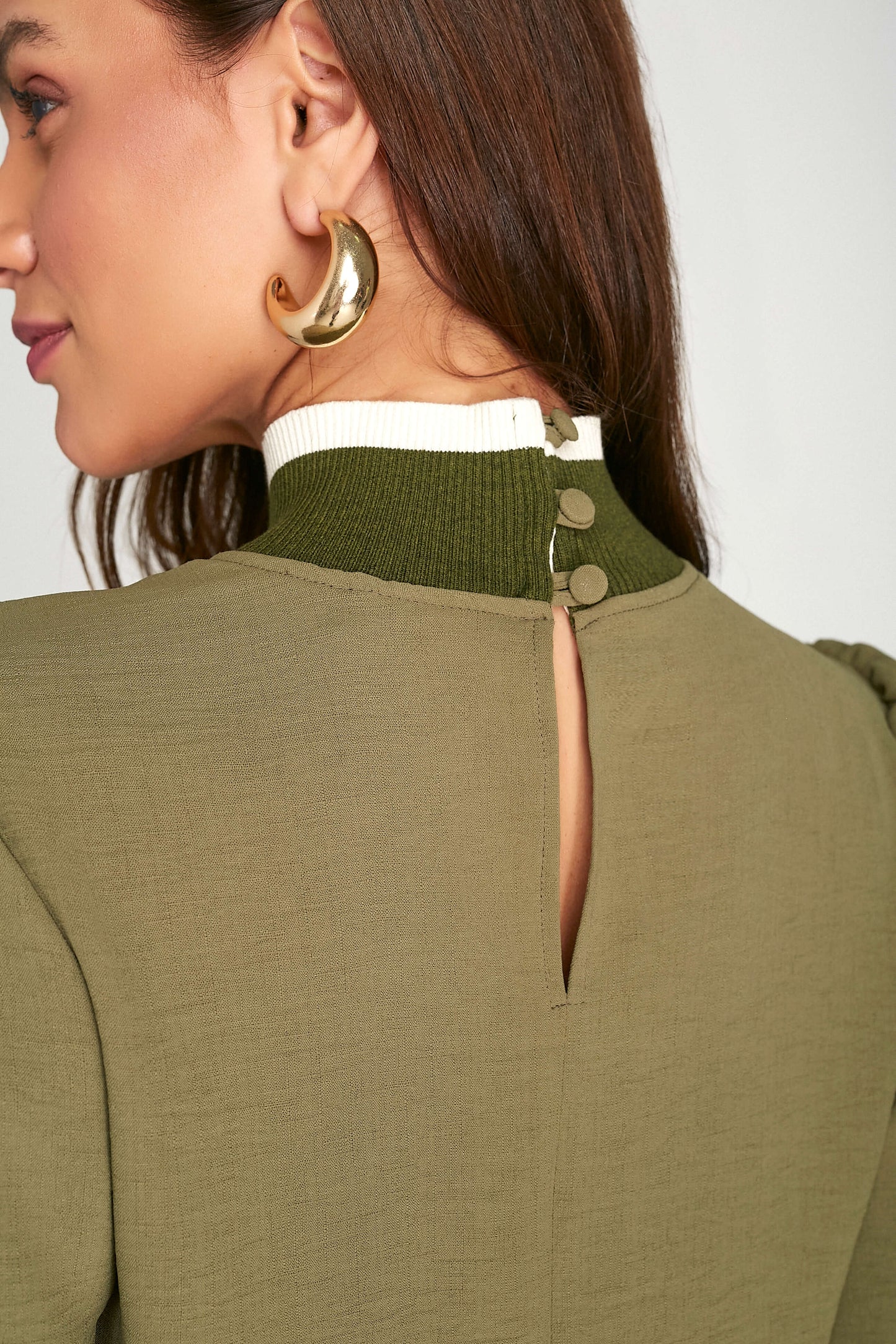 blusa crepe manga longa com tricot
