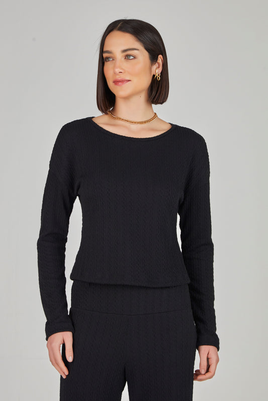 blusa malha tricot manga longa