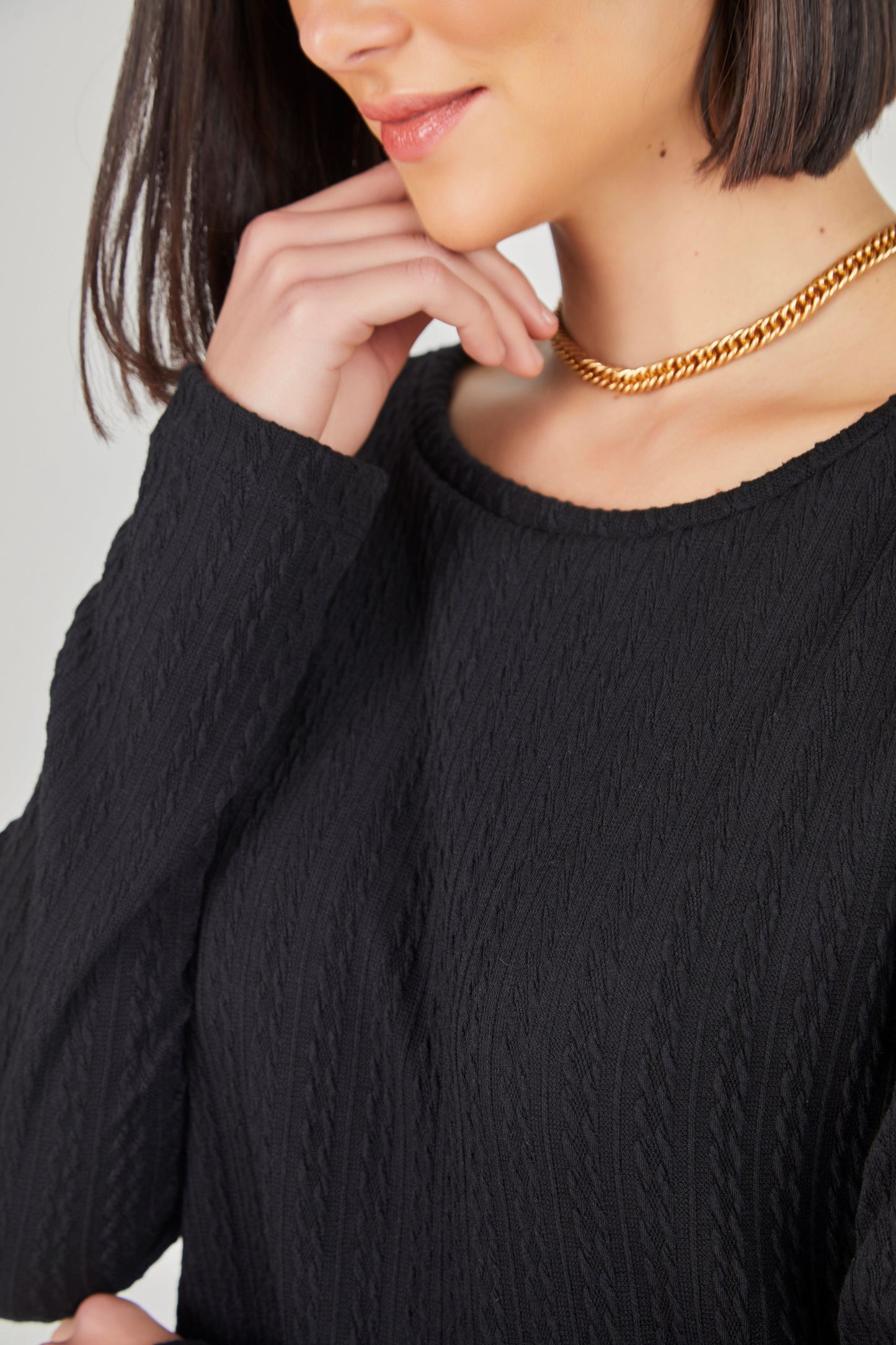 blusa malha tricot manga longa