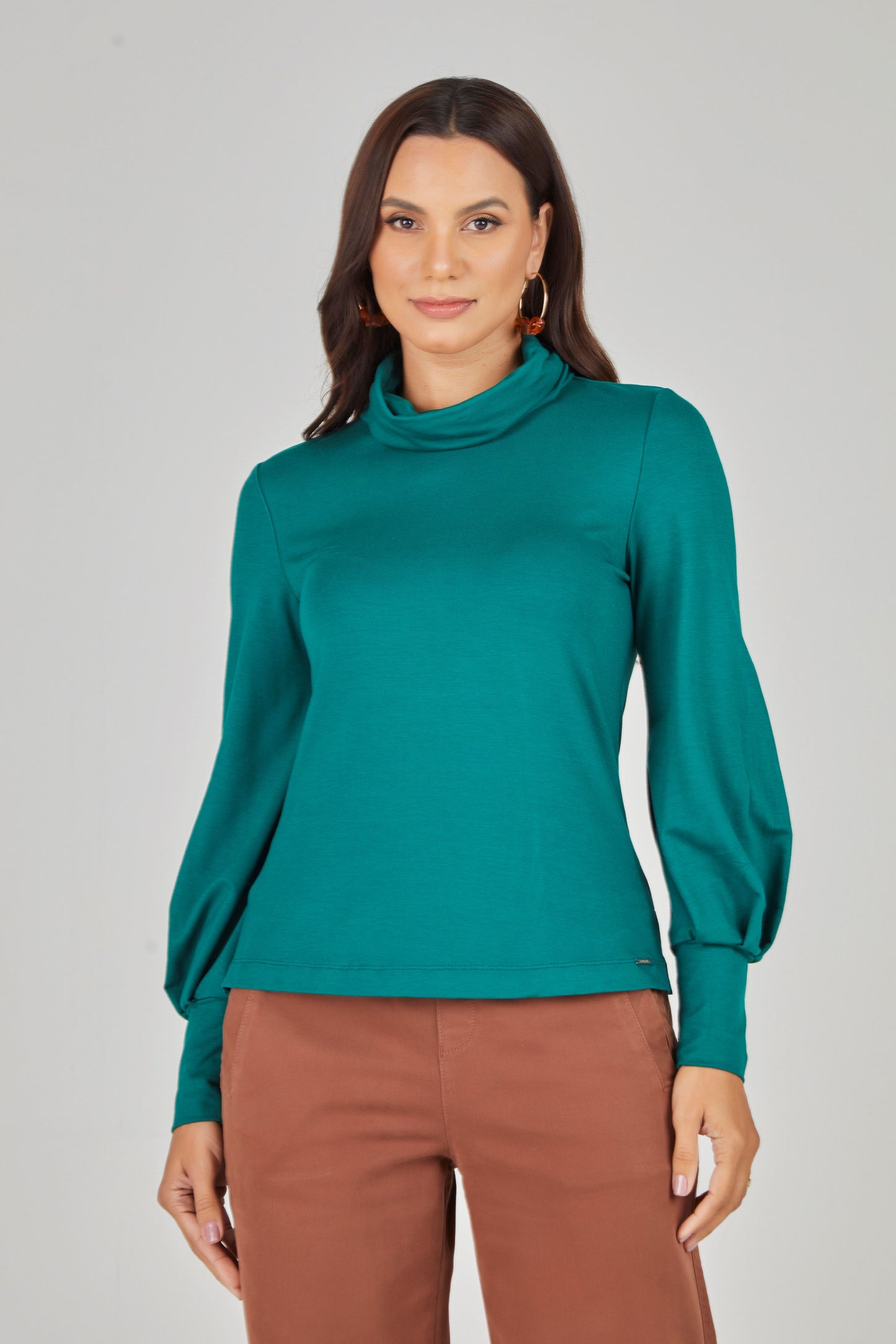 blusa moletom manga longa com gola rolê