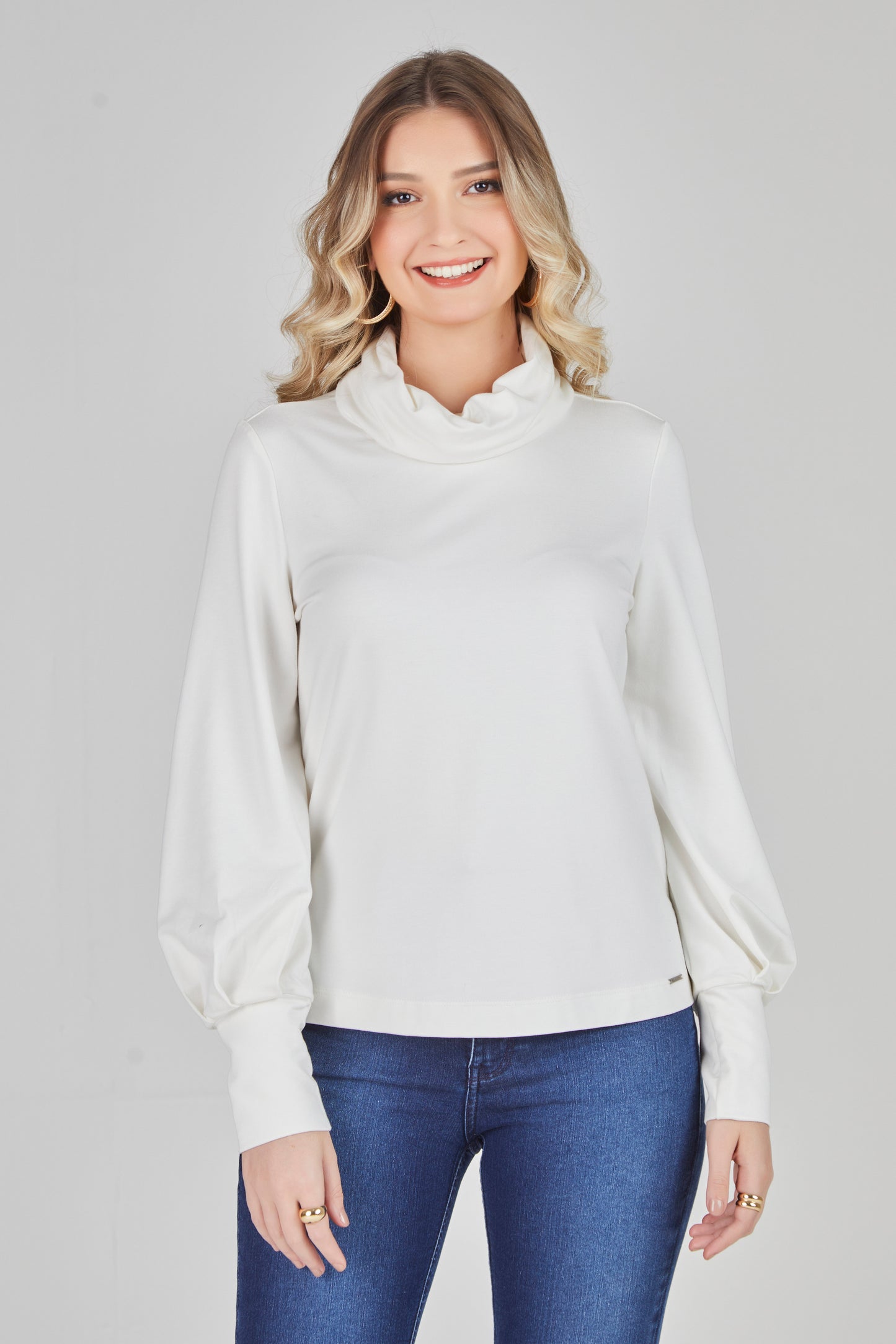 blusa moletom manga longa com gola rolê