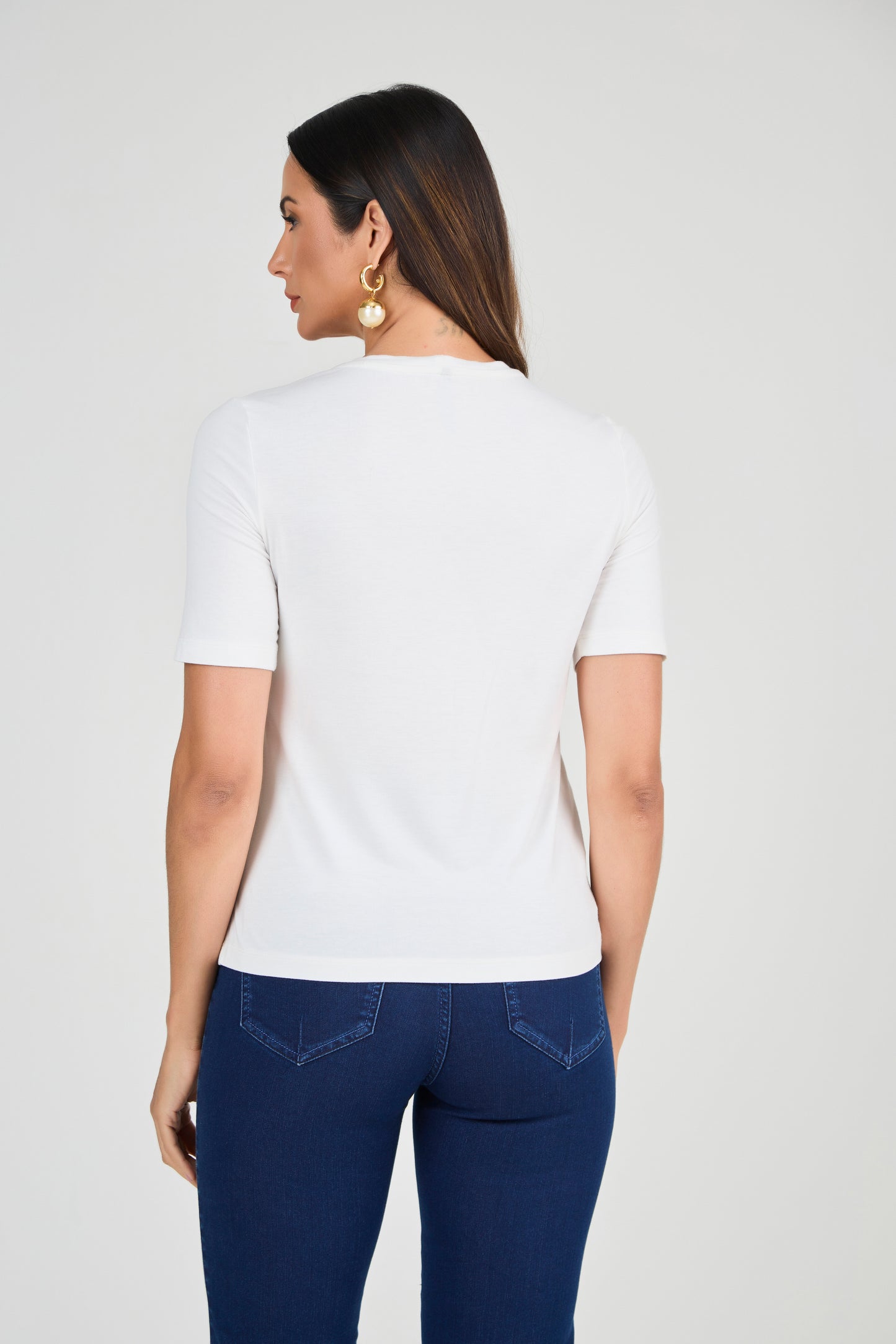 t-shirt malha manga curta com renda