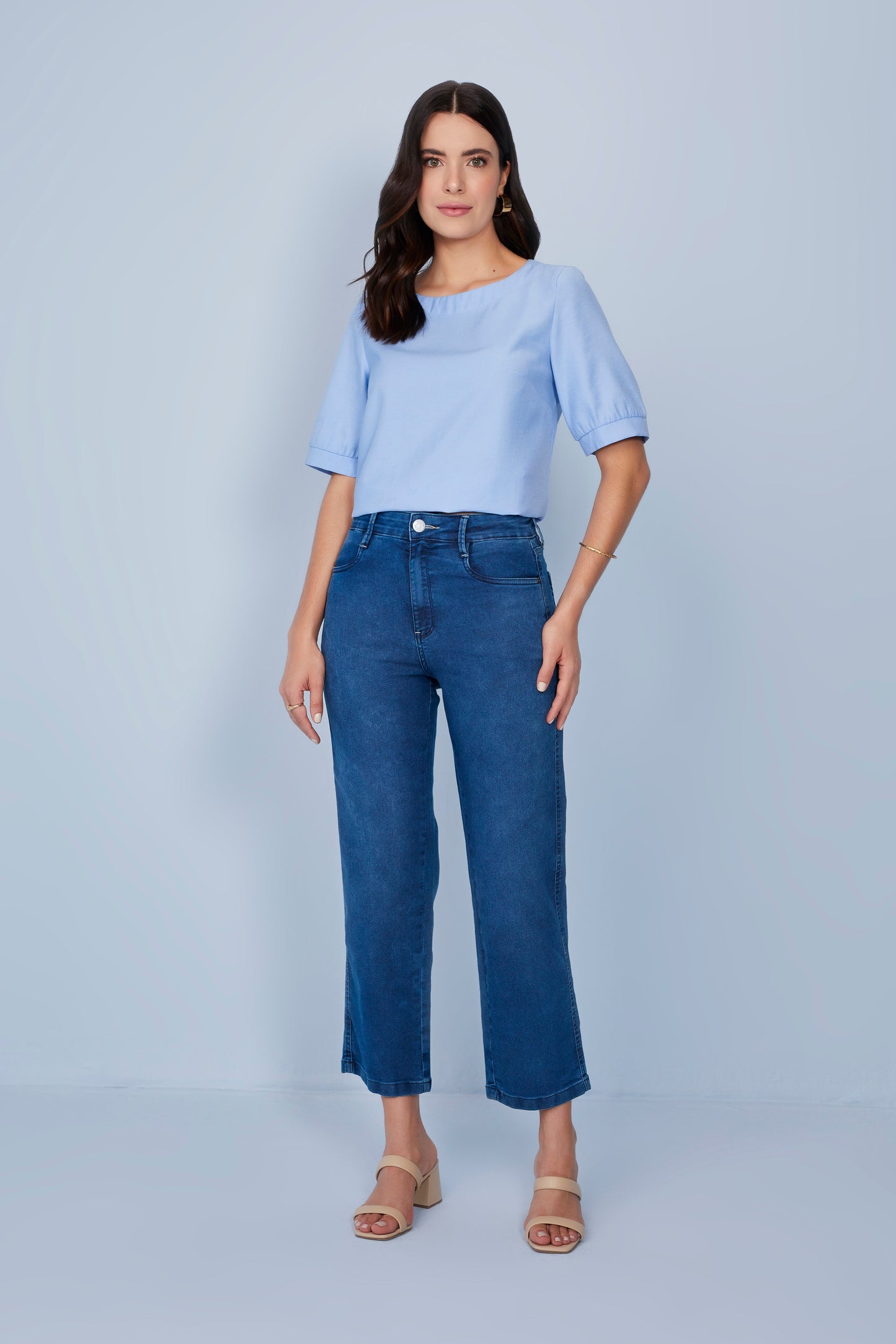 blusa viscose manga curta com abertura lateral