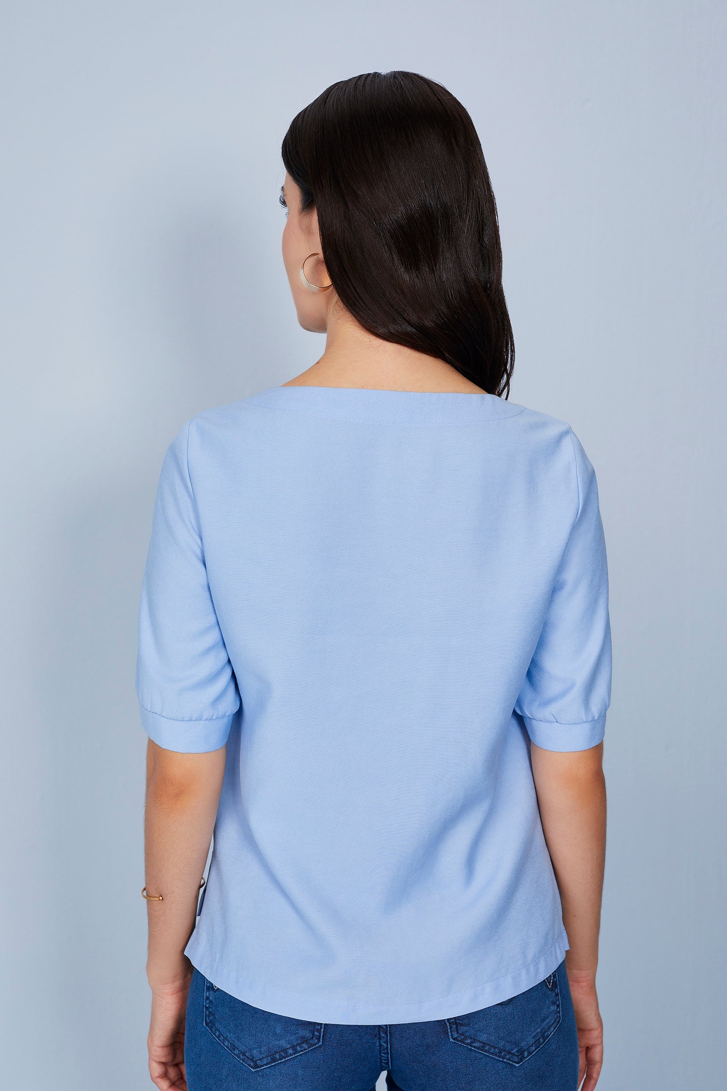 blusa viscose manga curta com abertura lateral