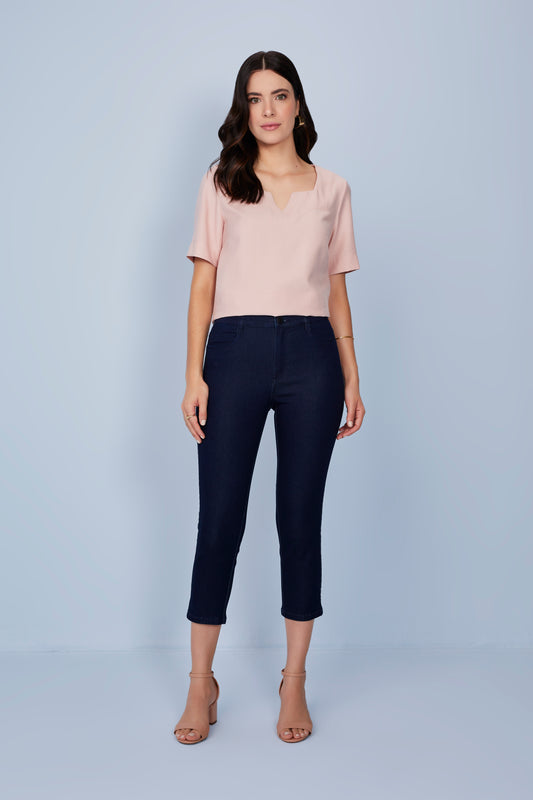 blusa viscose manga curta com abertura