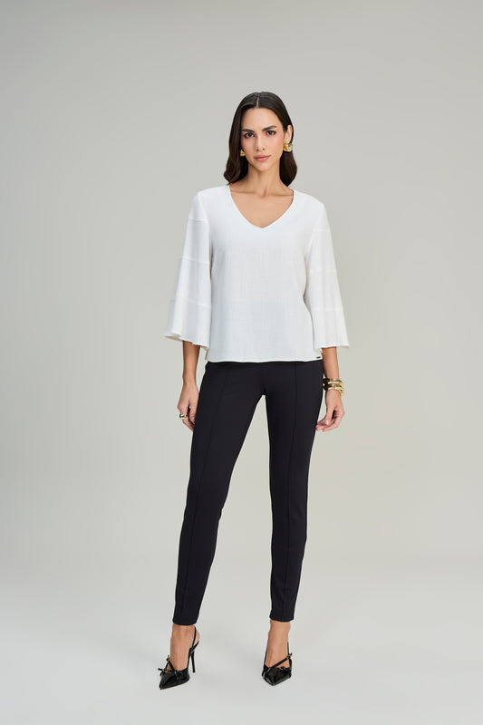 blusa viscose manga 3/4 com recortes