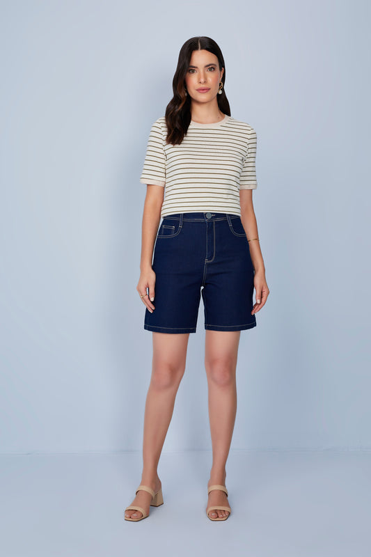 blusa malha manga curta listrada com tricot