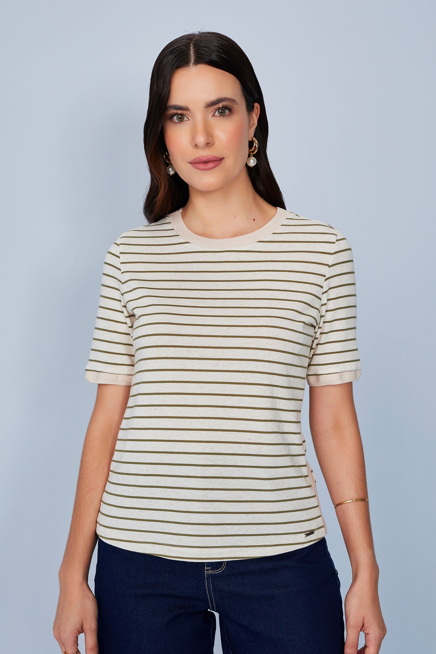 blusa malha manga curta listrada com tricot