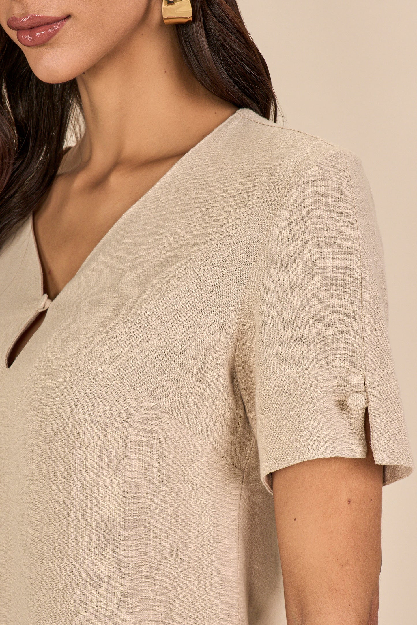 blusa viscose manga curta com abertura mangas