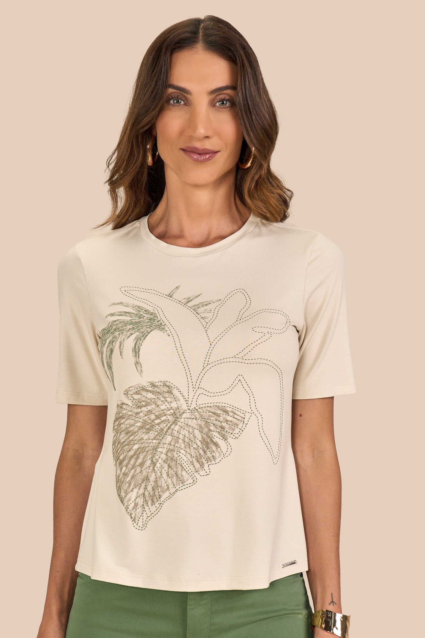t-shirt malha manga curta estampada