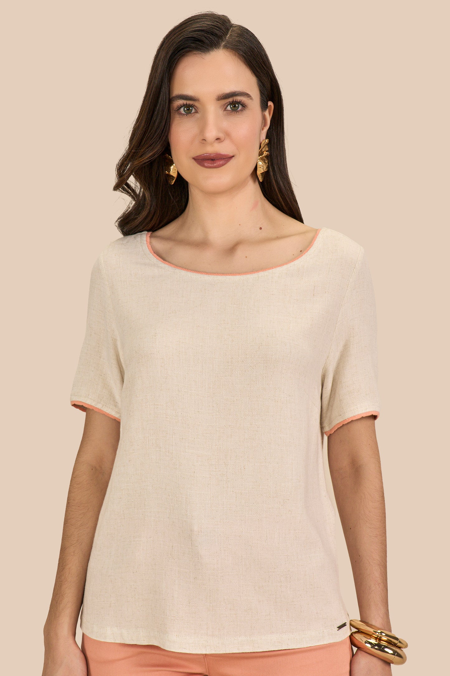 blusa viscose manga curta com tricot