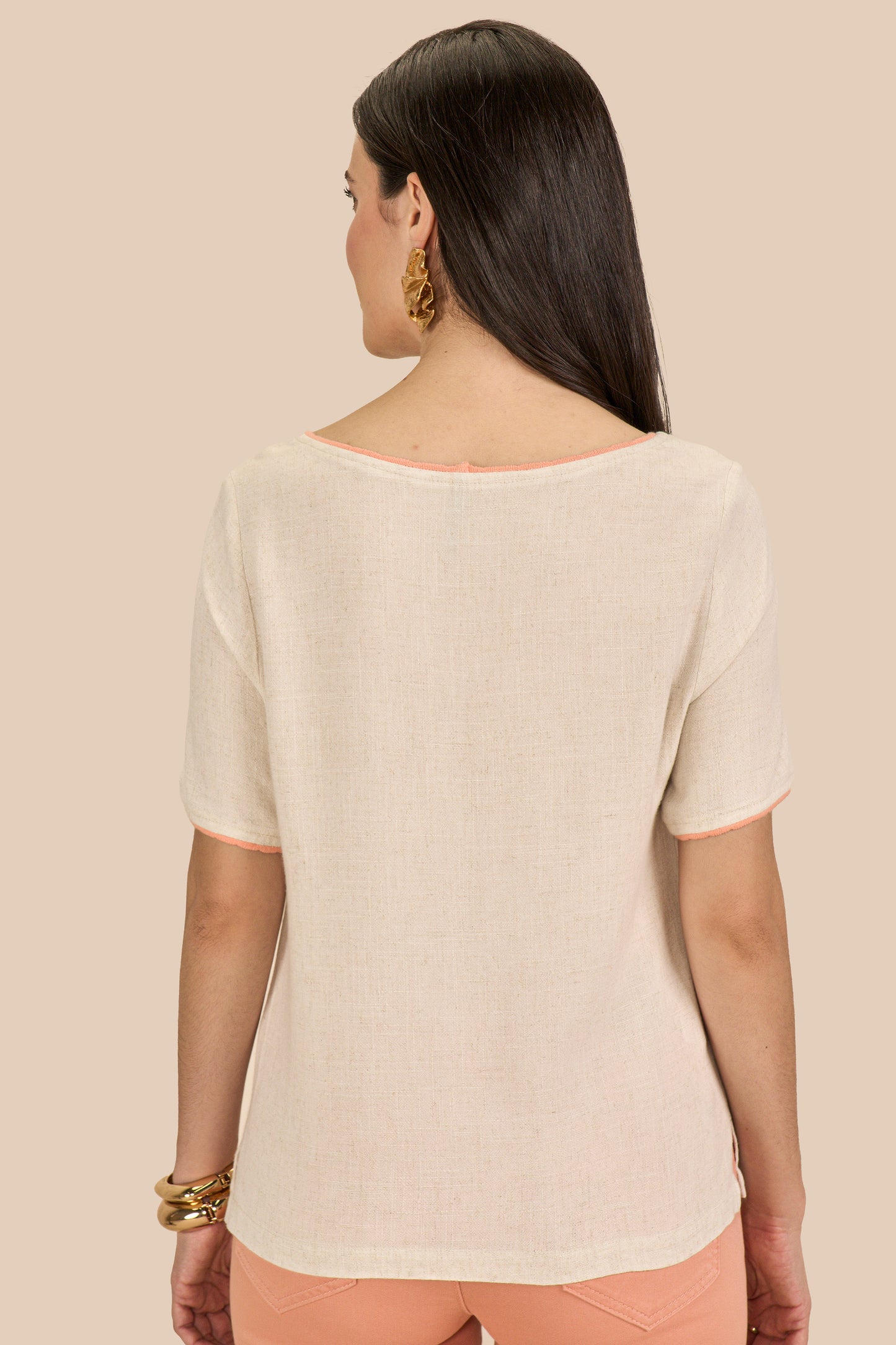 blusa viscose manga curta com tricot