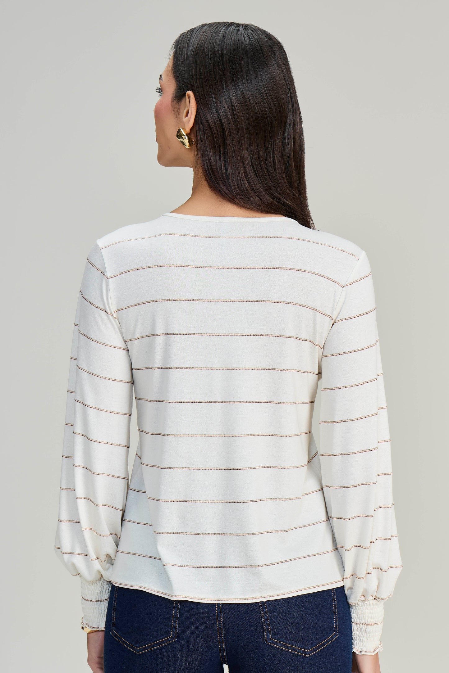 blusa malha manga longa com punho de lástex
