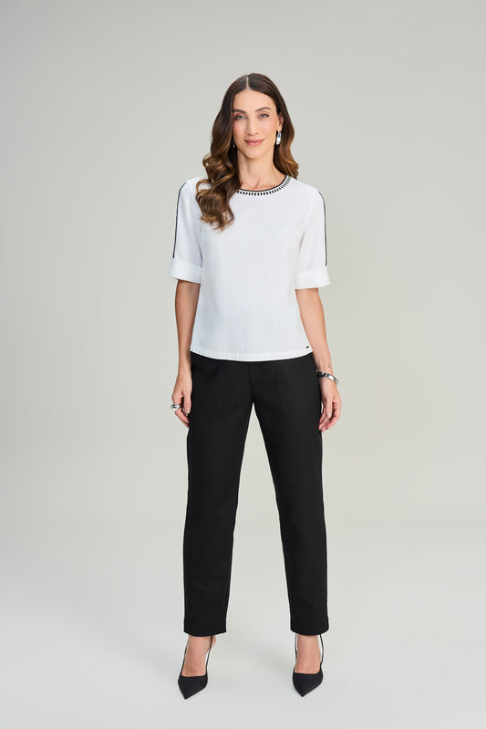 blusa viscose manga curta com tricot