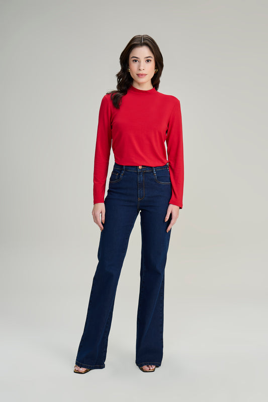 blusa malha manga longa com gola alta